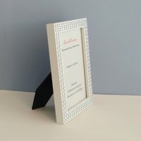 Bling Picture Frame - White or black w/small clear rhinestones - for 4 x 6 or 5 x 7 photos or info