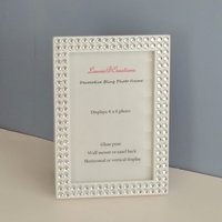 Bling Picture Frame - White or black w/small clear rhinestones - for 4 x 6 or 5 x 7 photos or info