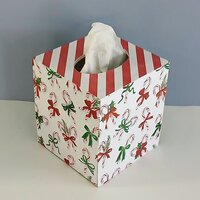 Candy Cane Christmas Tissue Box Cover- Decoupage square tissue holder, holiday decor