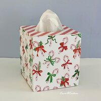 Candy Cane Christmas Tissue Box Cover- Decoupage square tissue holder, holiday decor