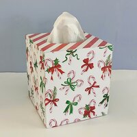 Candy Cane Christmas Tissue Box Cover- Decoupage square tissue holder, holiday decor