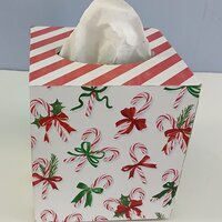 Candy Cane Christmas Tissue Box Cover- Decoupage square tissue holder, holiday decor