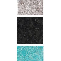 Floral Textured Tissue Box Cover- Embossed vinyl flower and swirl leaf design square tissue holder