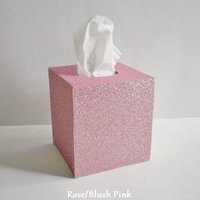 Glitter Tissue Box Cover-Pink/Raspberry Fine Glitter or Choose From Variety of Glitter Colors-Square Boutique Tissue Cover