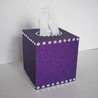 Glitter & Bling Tissue Box Cover-Sparkling Fine Glitter in Turquoise or a Variety of Glitter Colors w/ Clear Rhinestones
