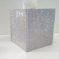 Bling Tissue Box Cover-Silver or Gold Diamond Wrap Square Tissue Holder-Sparkling Decor