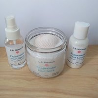 Natural Peppermint Gift Set w/ Foot Soak, Refresher Spray, Lotion and Keepsake Seashell Scoop