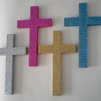 Gold Diamond Wrap Cross - Sparkling Handpainted Wall Cross w/ Gold Diamond Wrap  9.5" or 12"