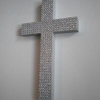 Silver Diamond Wrap Cross - Handpainted Decorative Wall Cross w/Matching Silver Diamond Wrap Bling  - 9.5" or 12"