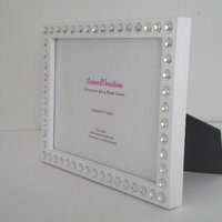 Bling Picture Frame - Black or White w/ Clear Rhinestones - for 4 x 6 or 5 x 7 photos or info