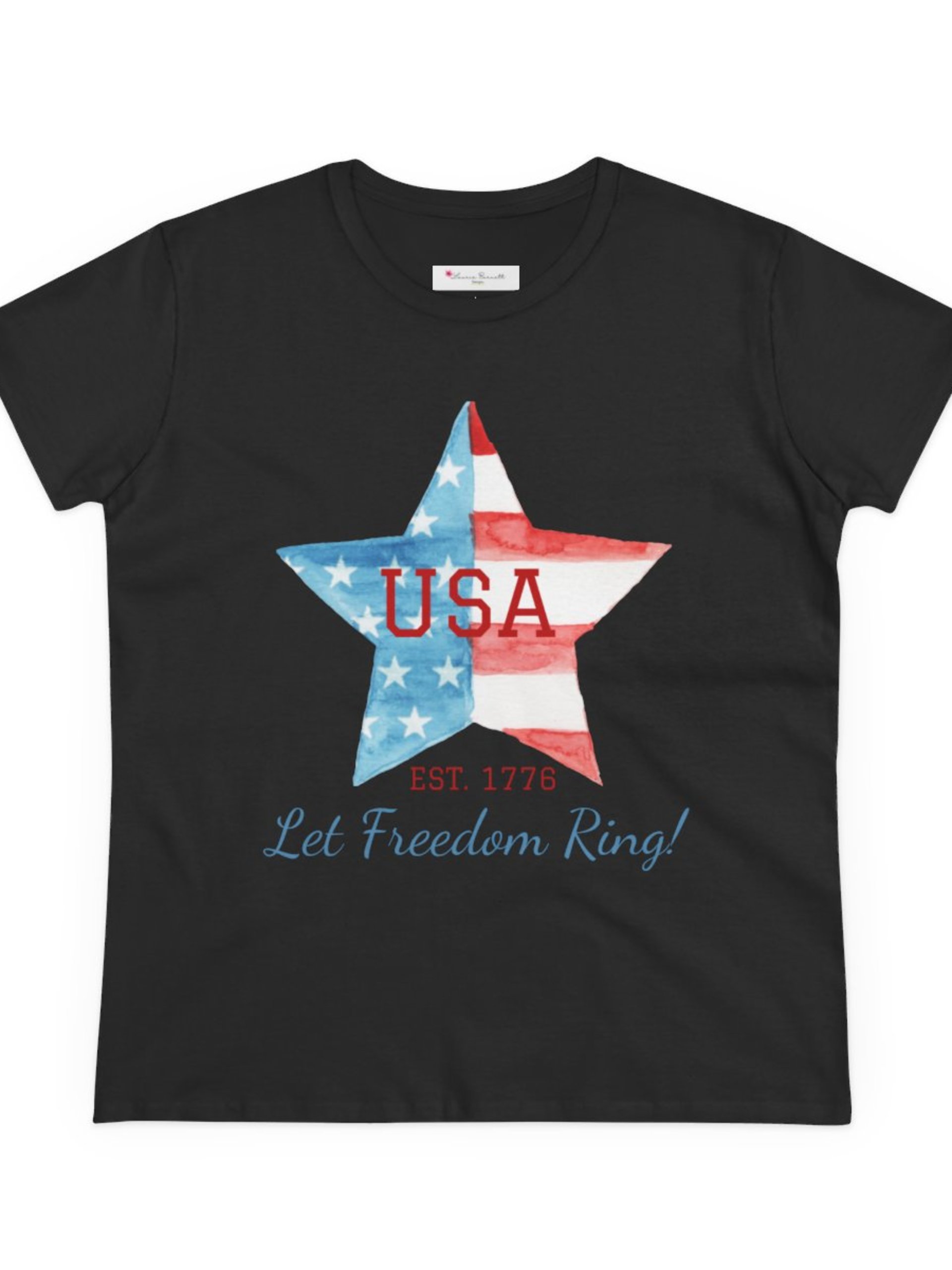 Let Freedom Ring - women's patriotic soft cotton tee, red white and blue