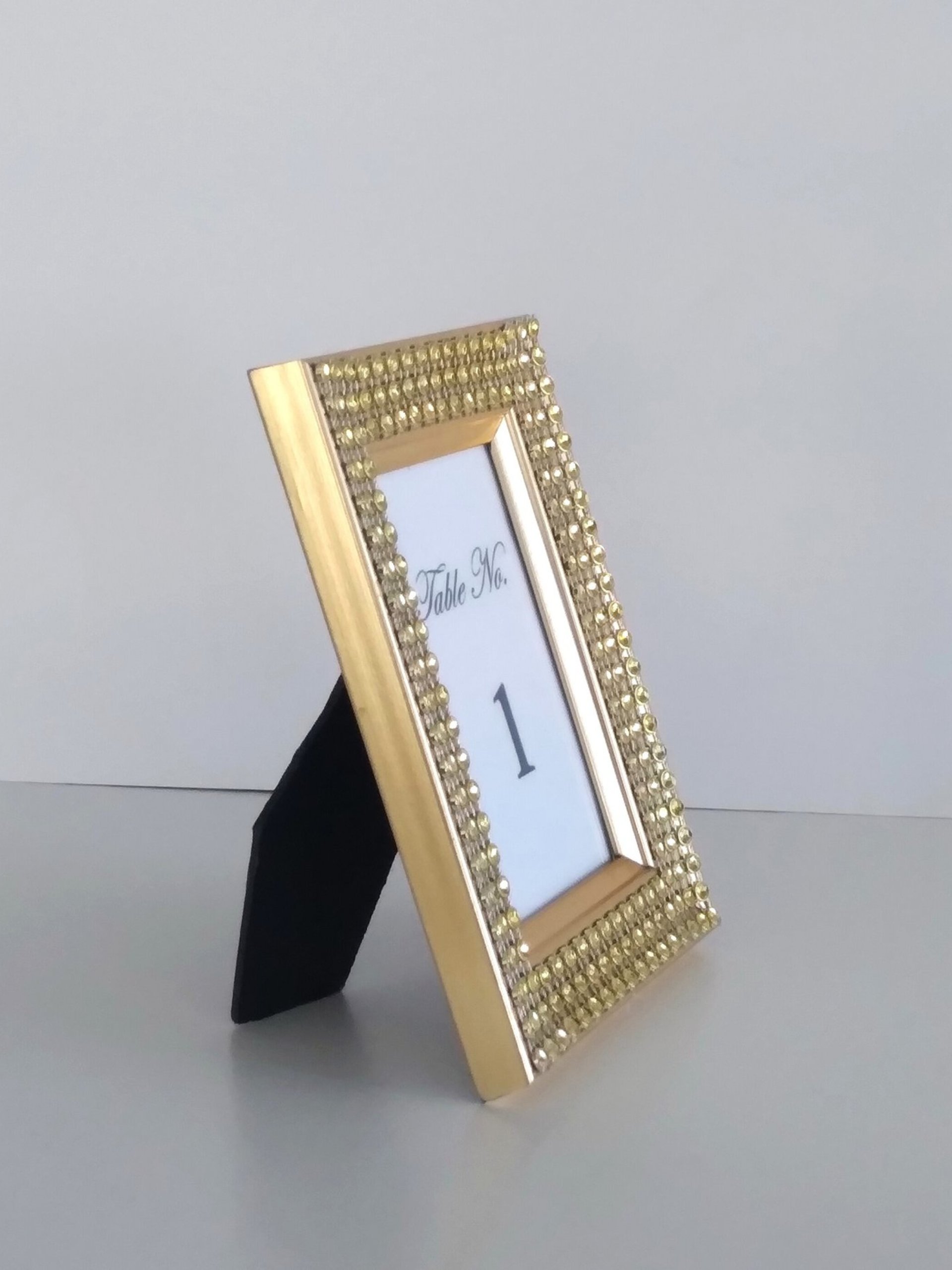 Bling Table Number Frame- Silver Diamond Wrap Tabletop Frame for 2 x 3 info or photo