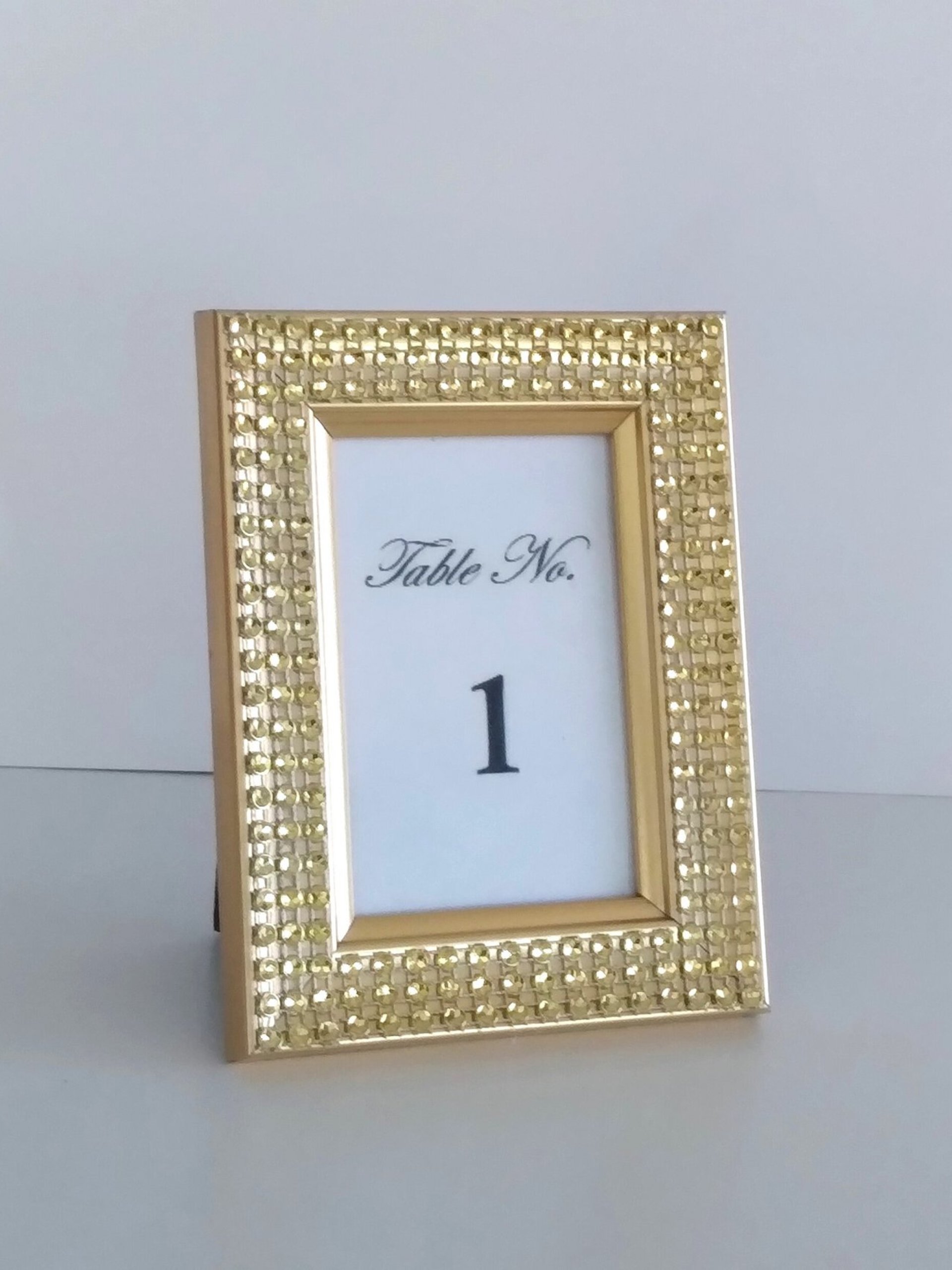 Bling Table Number Frame- Silver Diamond Wrap Tabletop Frame for 2 x 3 info or photo