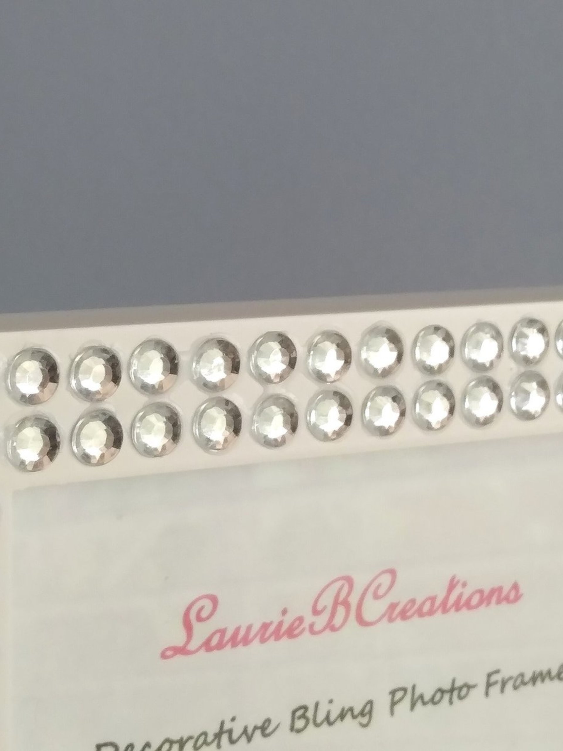 Bling Picture Frame - White or black w/small clear rhinestones - for 4 x 6 or 5 x 7 photos or info