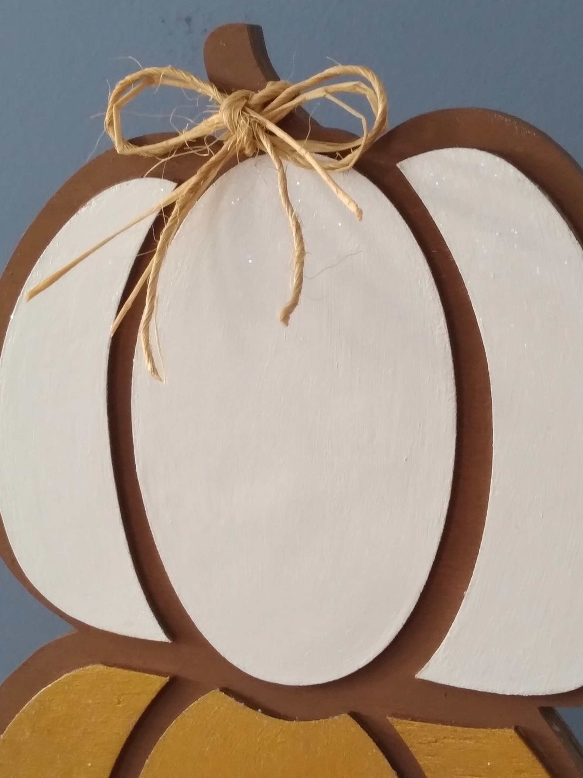 Stacked Wood Pumpkins - Handpainted Fall decor in brown with colorful sparkling pumpkins