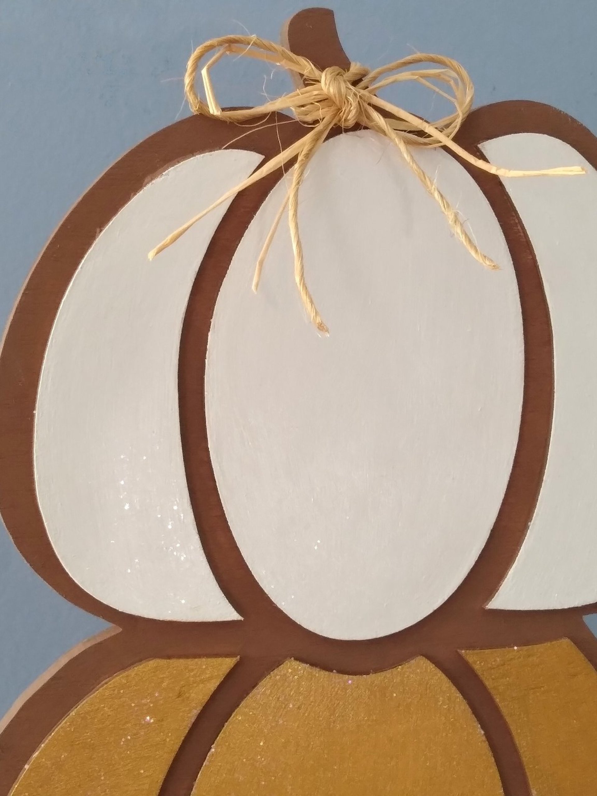 Stacked Wood Pumpkins - Handpainted Fall decor in brown with colorful sparkling pumpkins