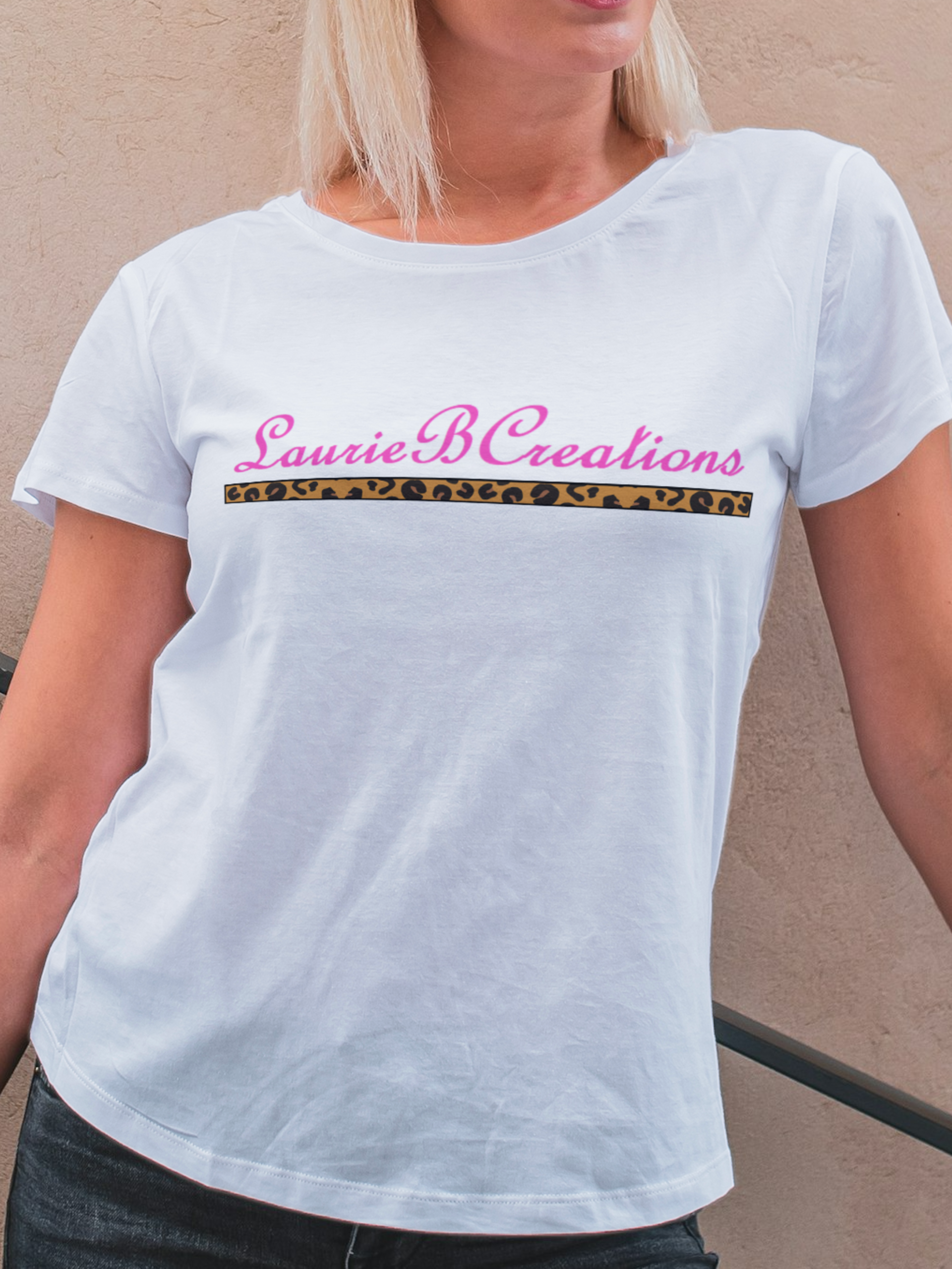 LaurieBCreations women's soft cotton tee with pink and animal print 