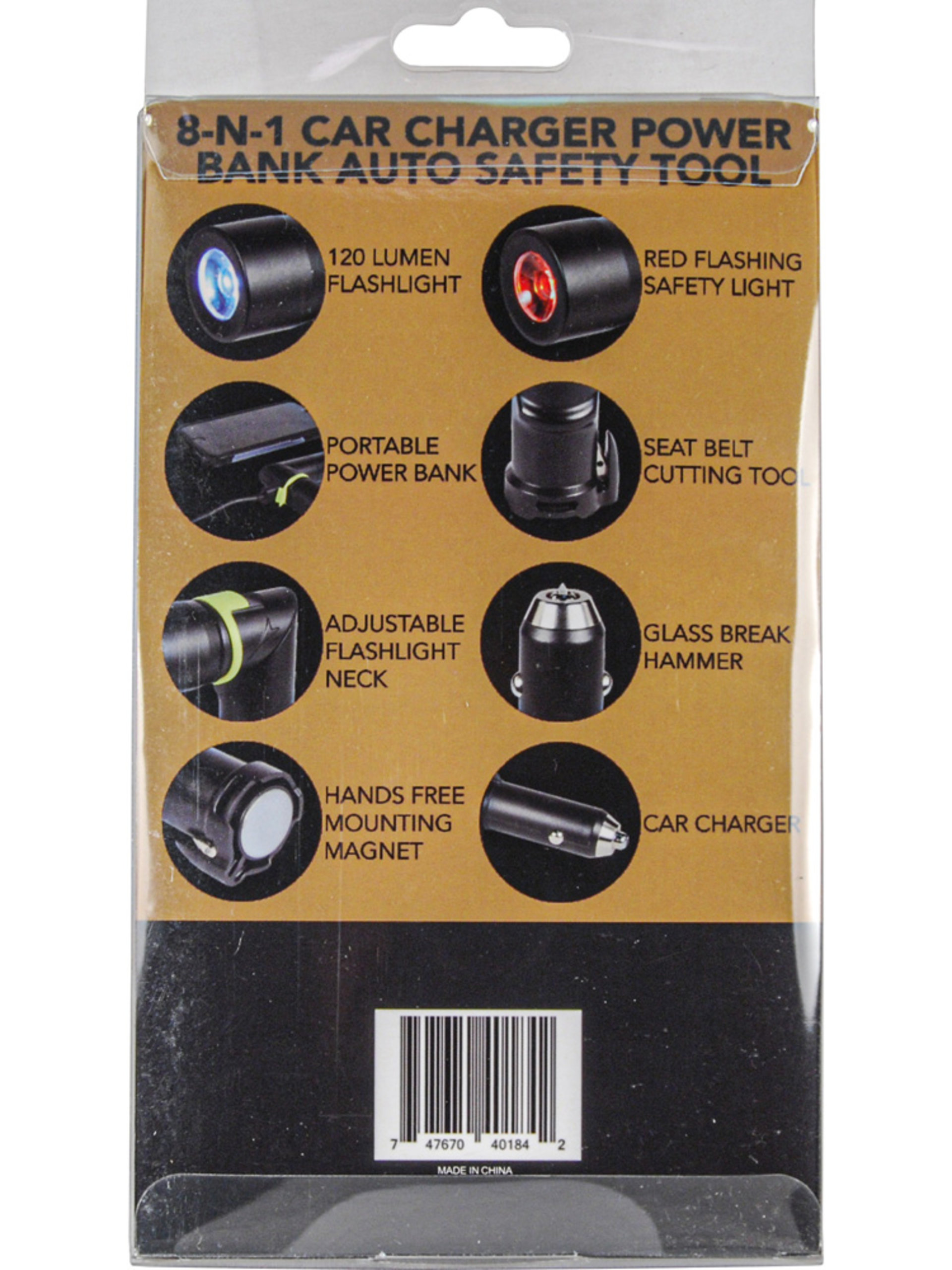 8 in 1 Auto Safety Tool with charger bank