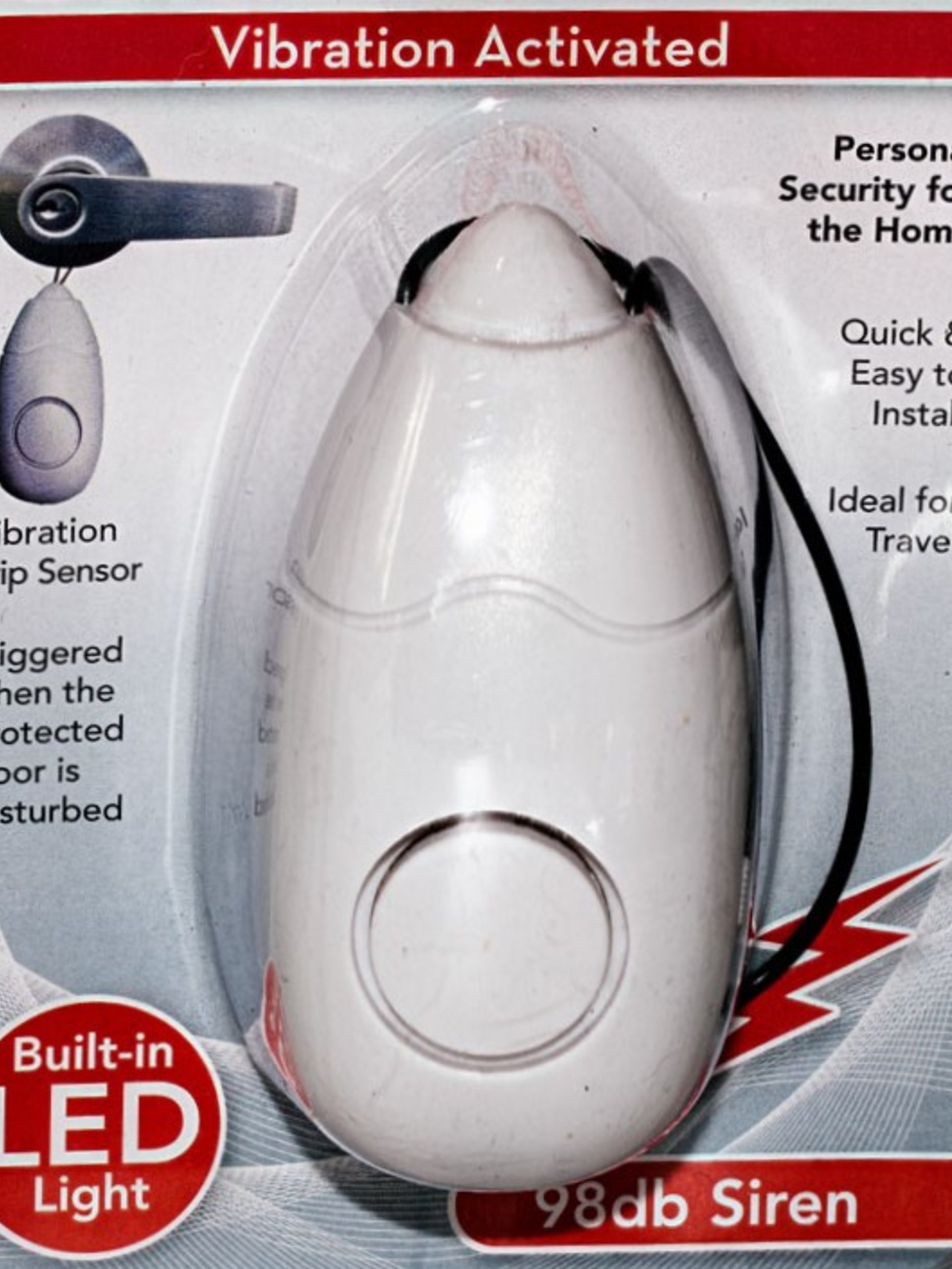 Portable Door Guard - 98 decibel alarm with flashlight