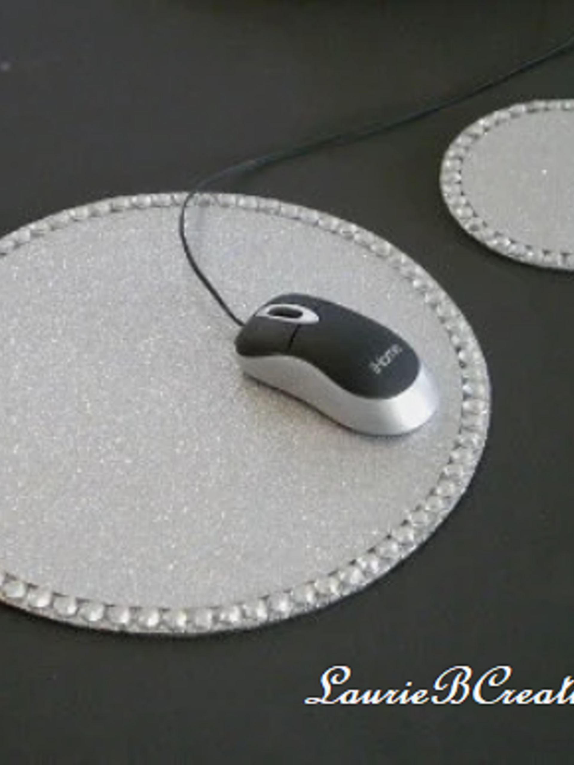Glitter & Bling Mousepad Coaster Set - Sparkling Fine Glitter w/Clear Rhinestones