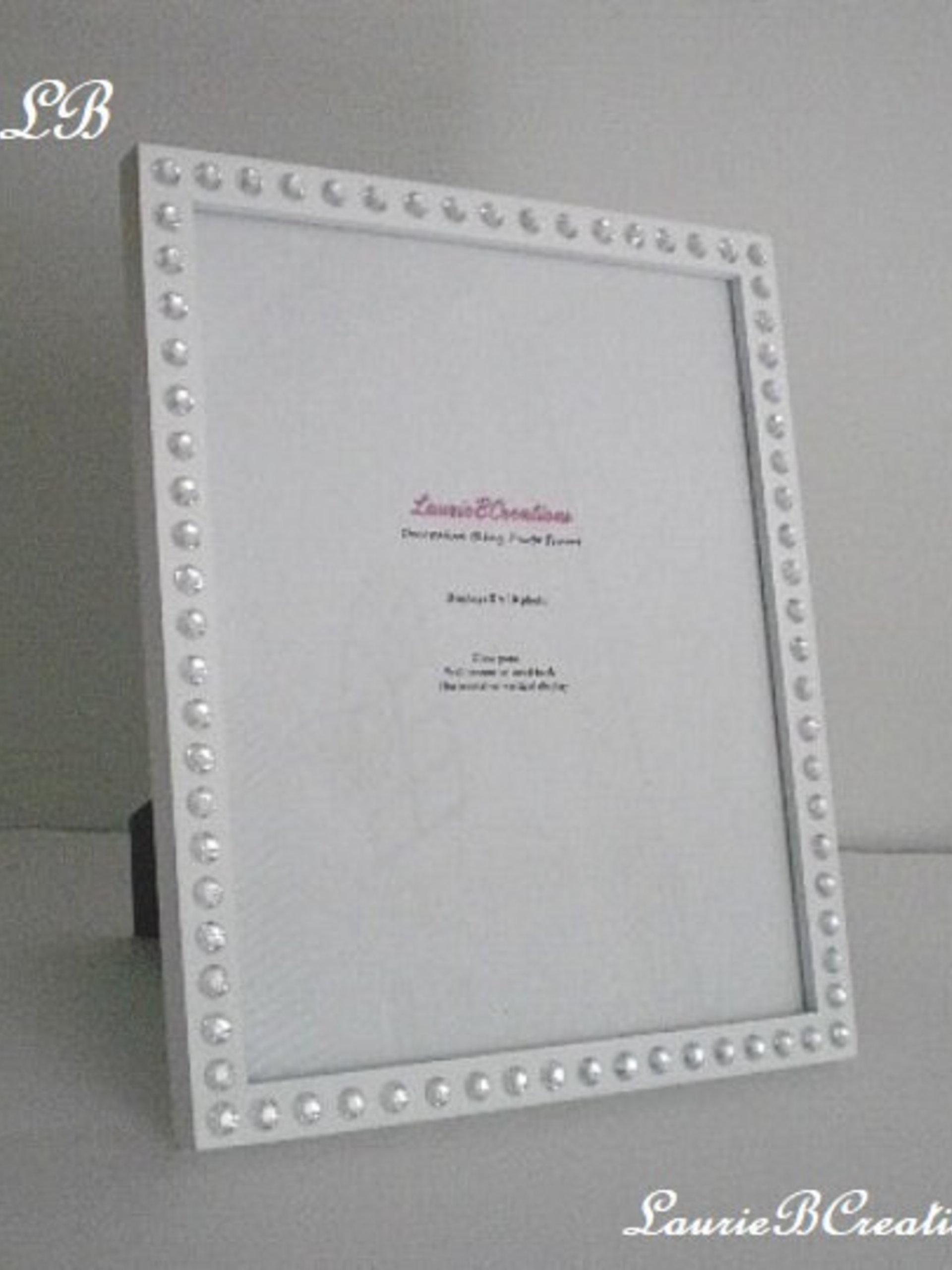 Bling Picture Frame - Black or White w/ Clear Rhinestones for 8 x 10 photos and Info