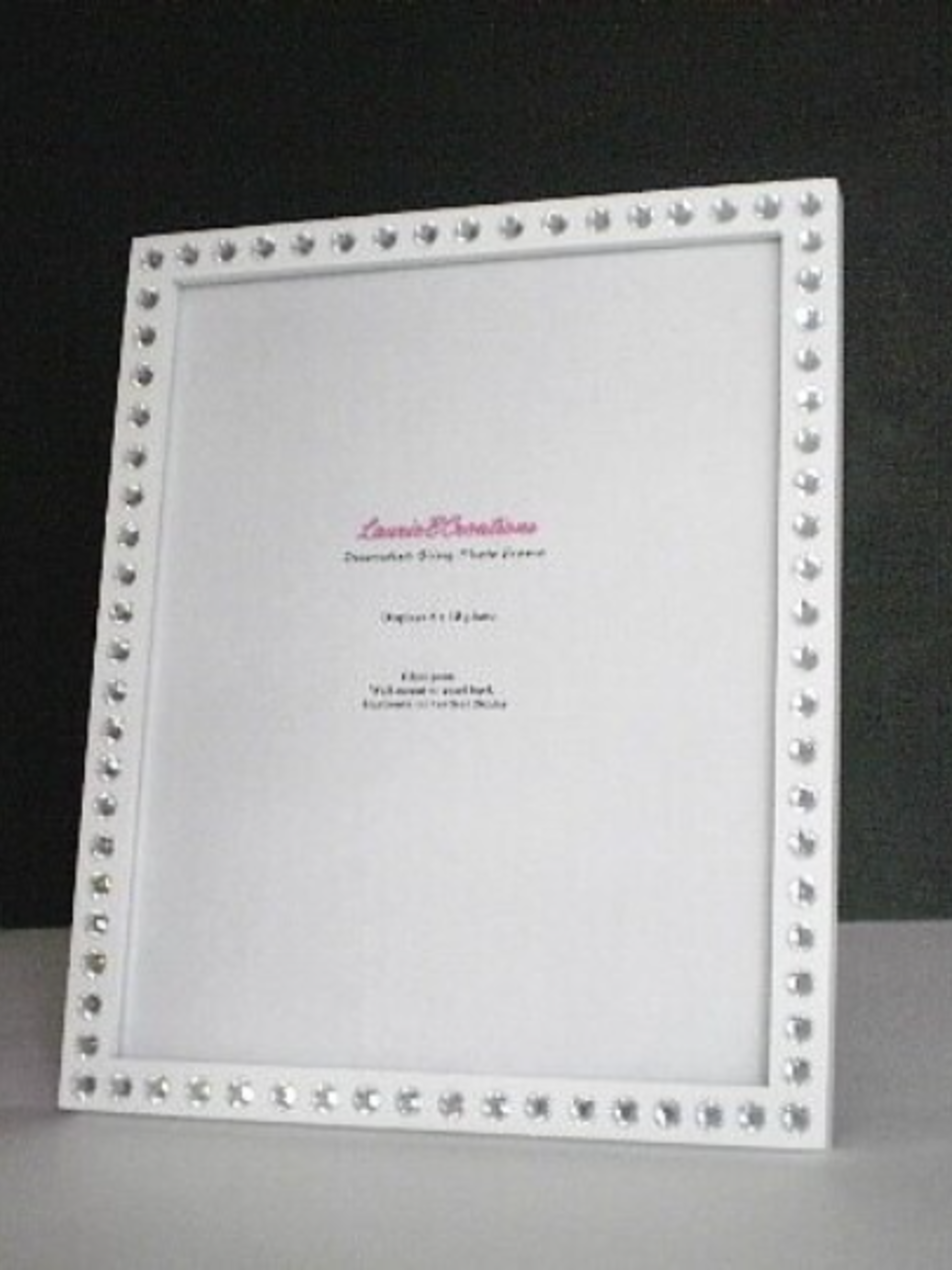 Bling Picture Frame - Black or White w/ Clear Rhinestones for 8 x 10 photos and Info