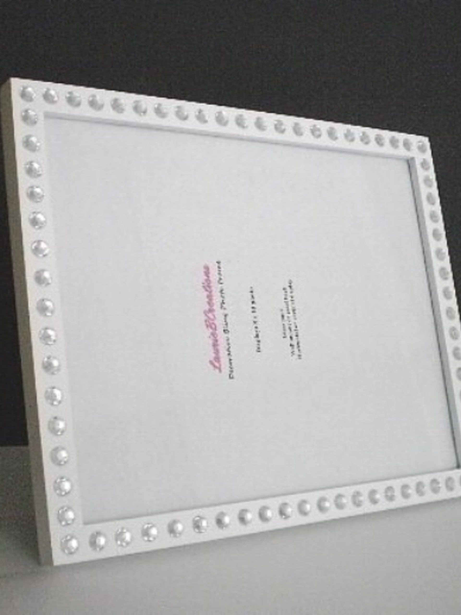 Bling Picture Frame - Black or White w/ Clear Rhinestones for 8 x 10 photos and Info