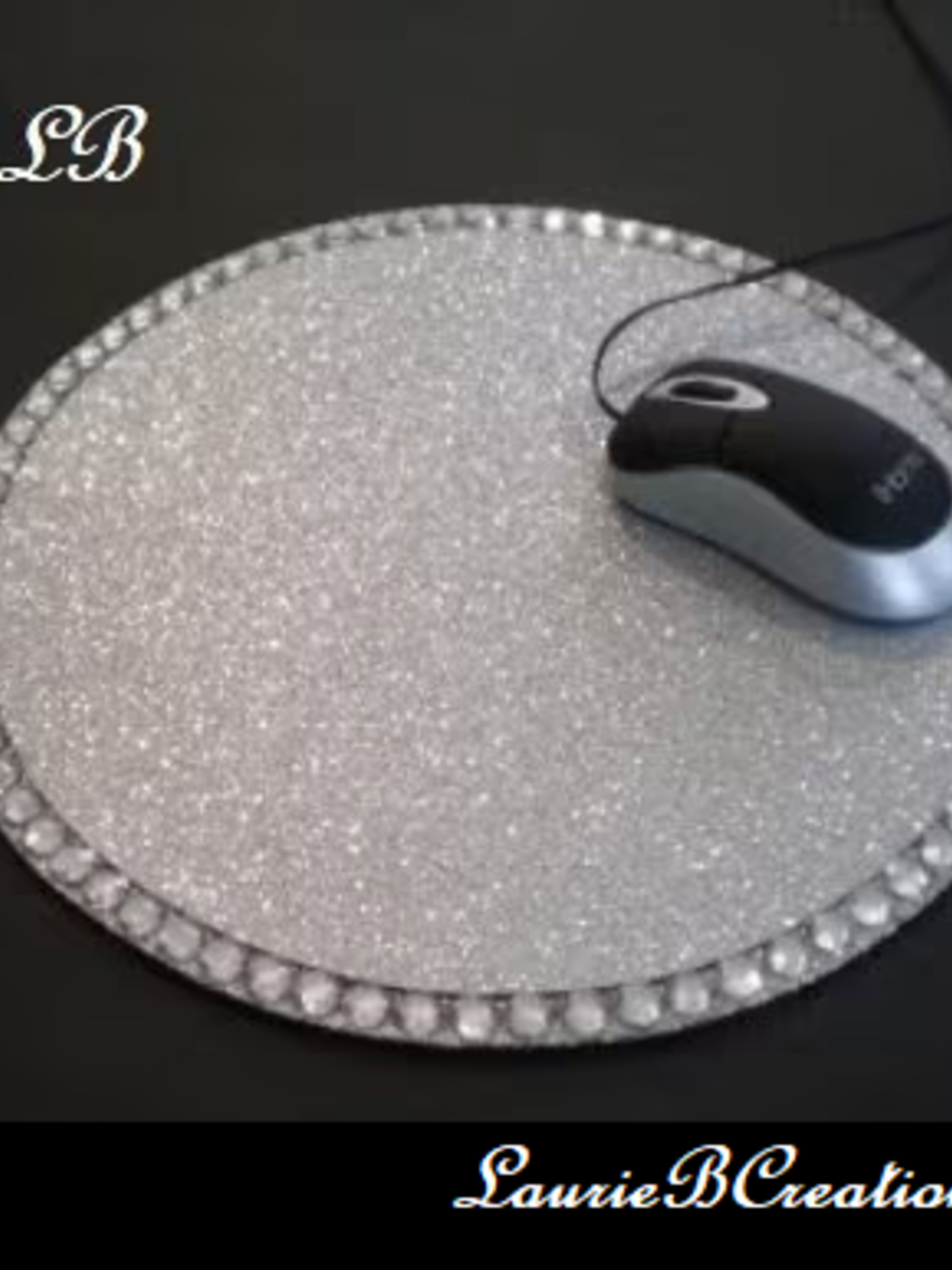 Glitter & Bling Mousepad - Sparkling Fine Glitter w/Clear Rhinestones