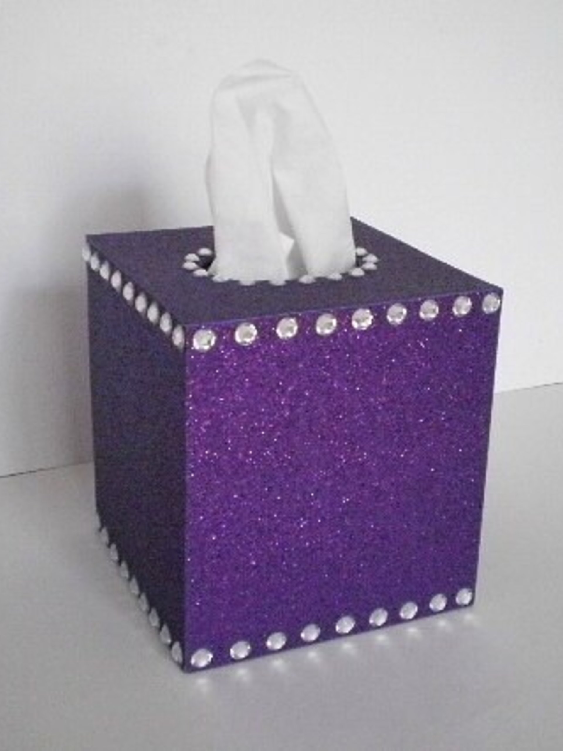 Glitter & Bling Tissue Box Cover-Sparkling Fine Glitter in Turquoise or a Variety of Glitter Colors w/ Clear Rhinestones