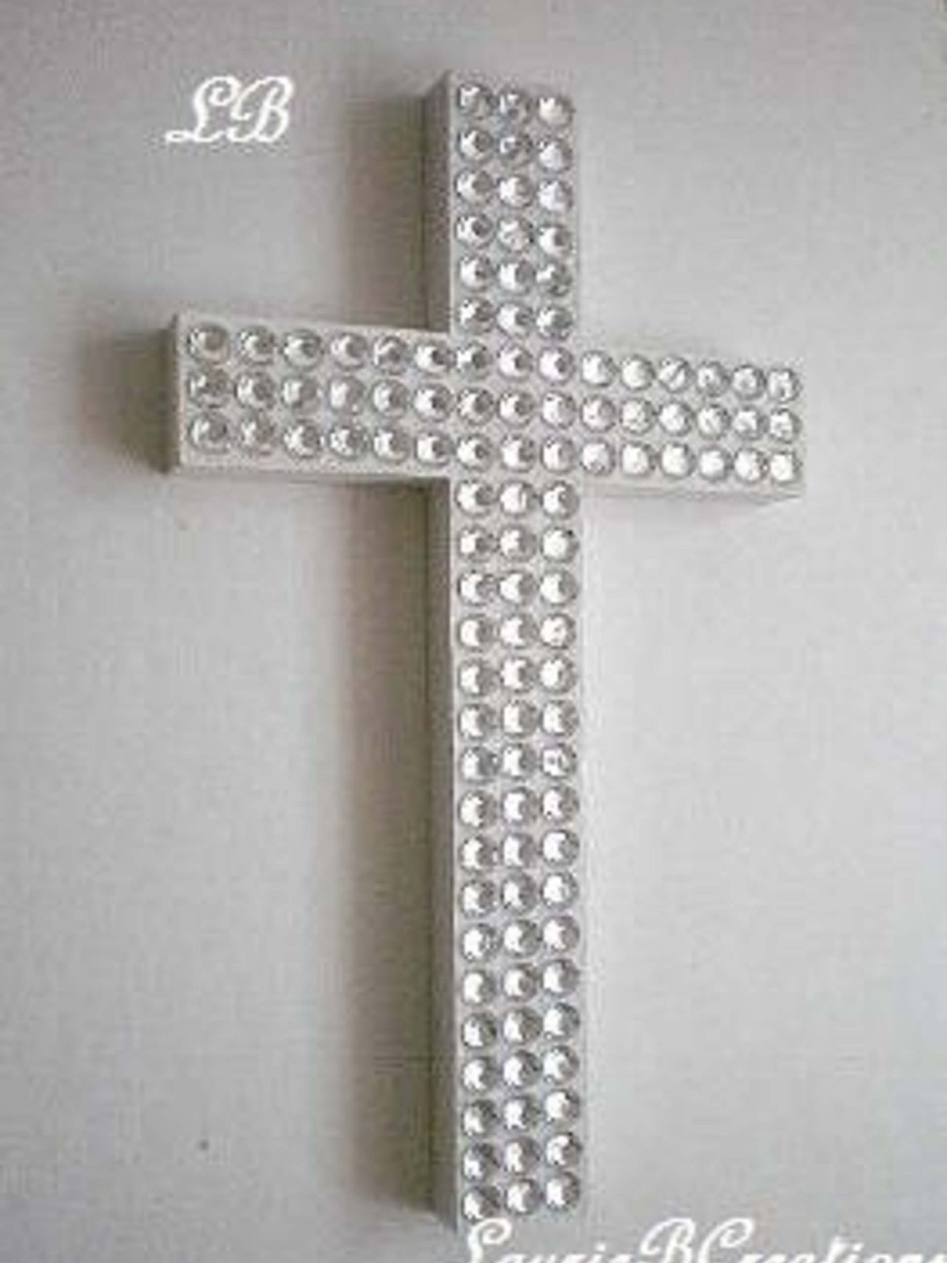Bling Wall Cross - Handpainted Wood Cross w/ Sparkling Clear Rhinestones- White or Variety of Colors - 9.5" or 12"