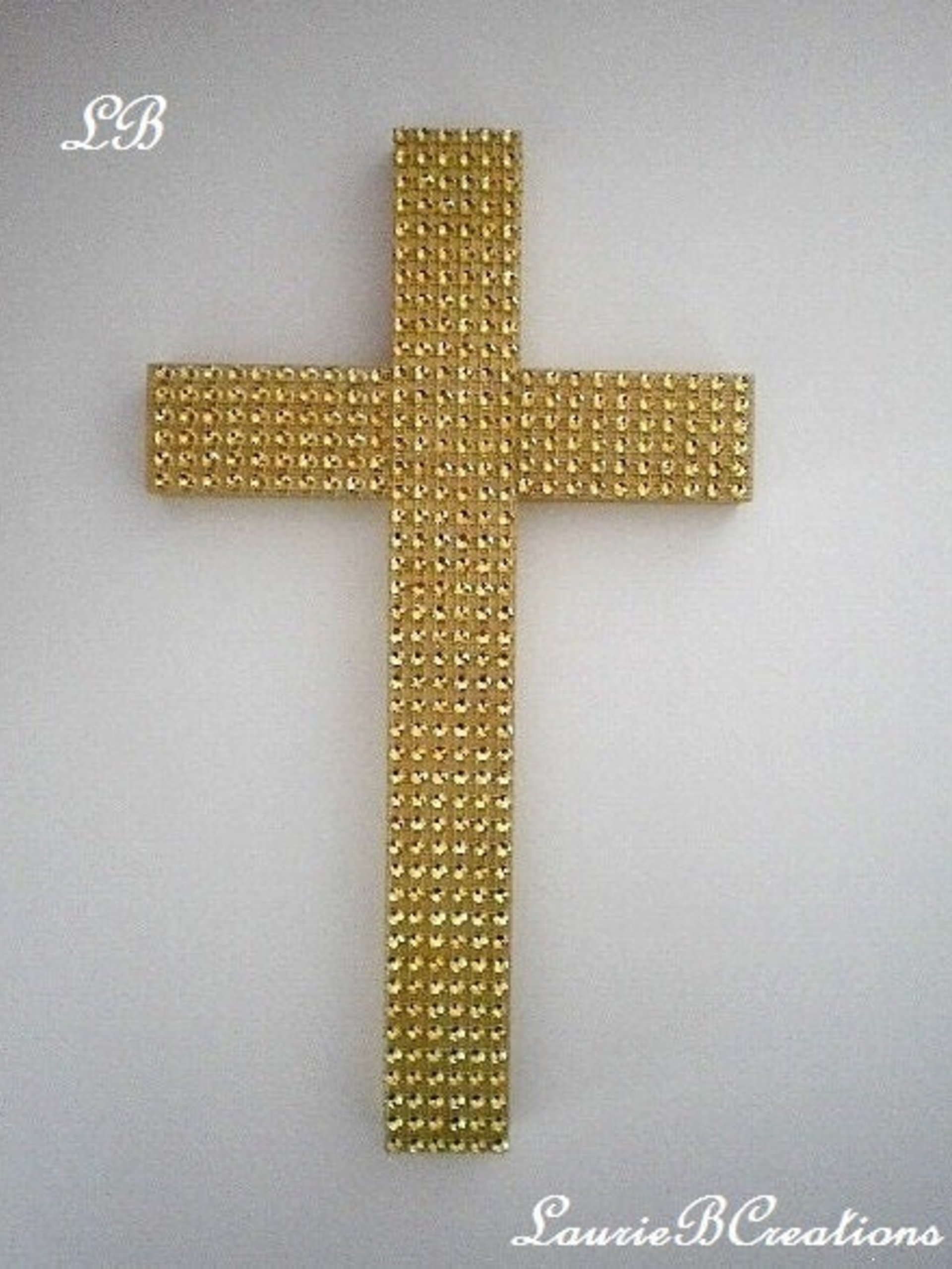 Gold Diamond Wrap Cross - Sparkling Handpainted Wall Cross w/ Gold Diamond Wrap  9.5" or 12"