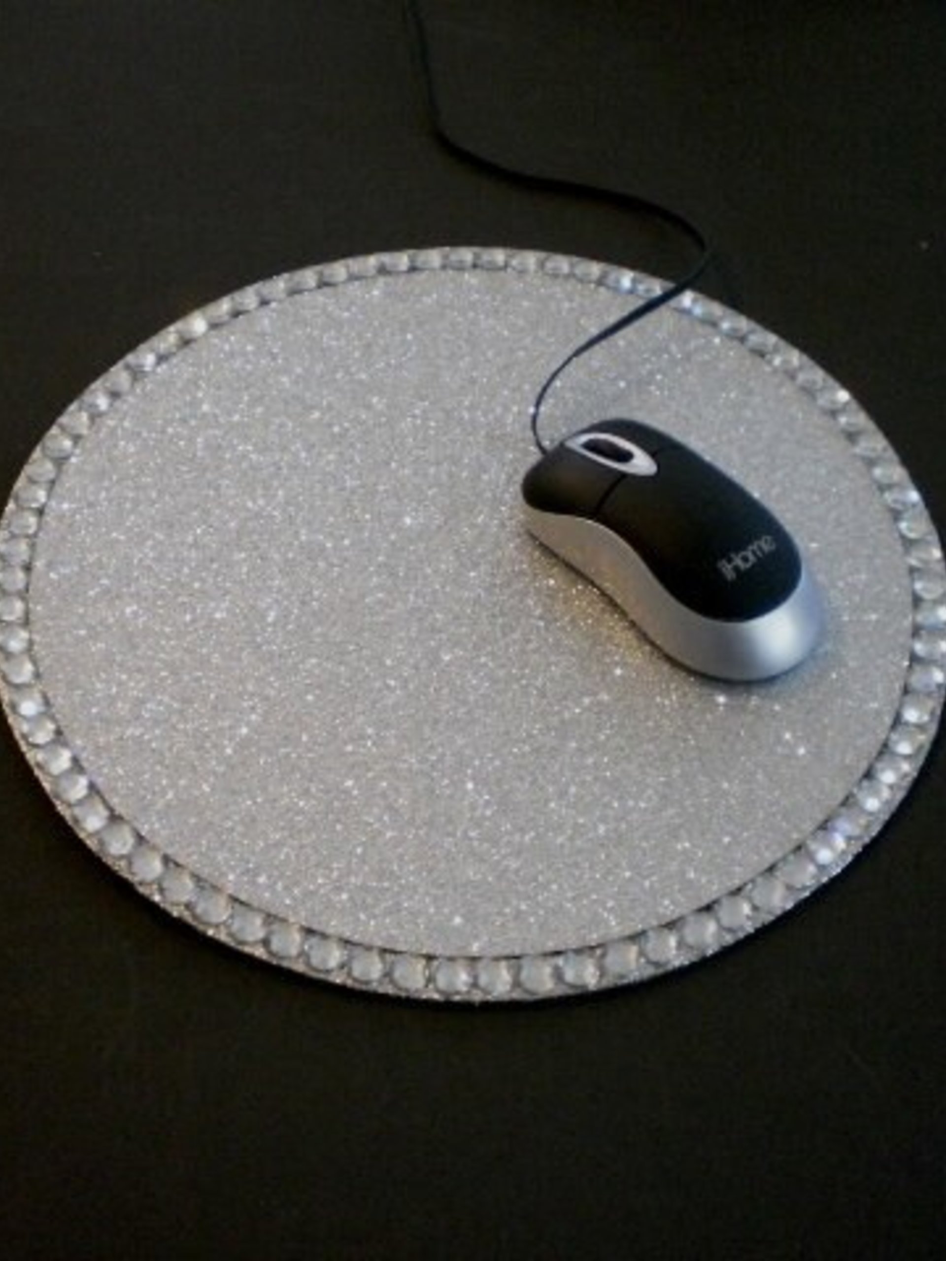 Glitter & Bling Mousepad - Sparkling Fine Glitter w/Clear Rhinestones