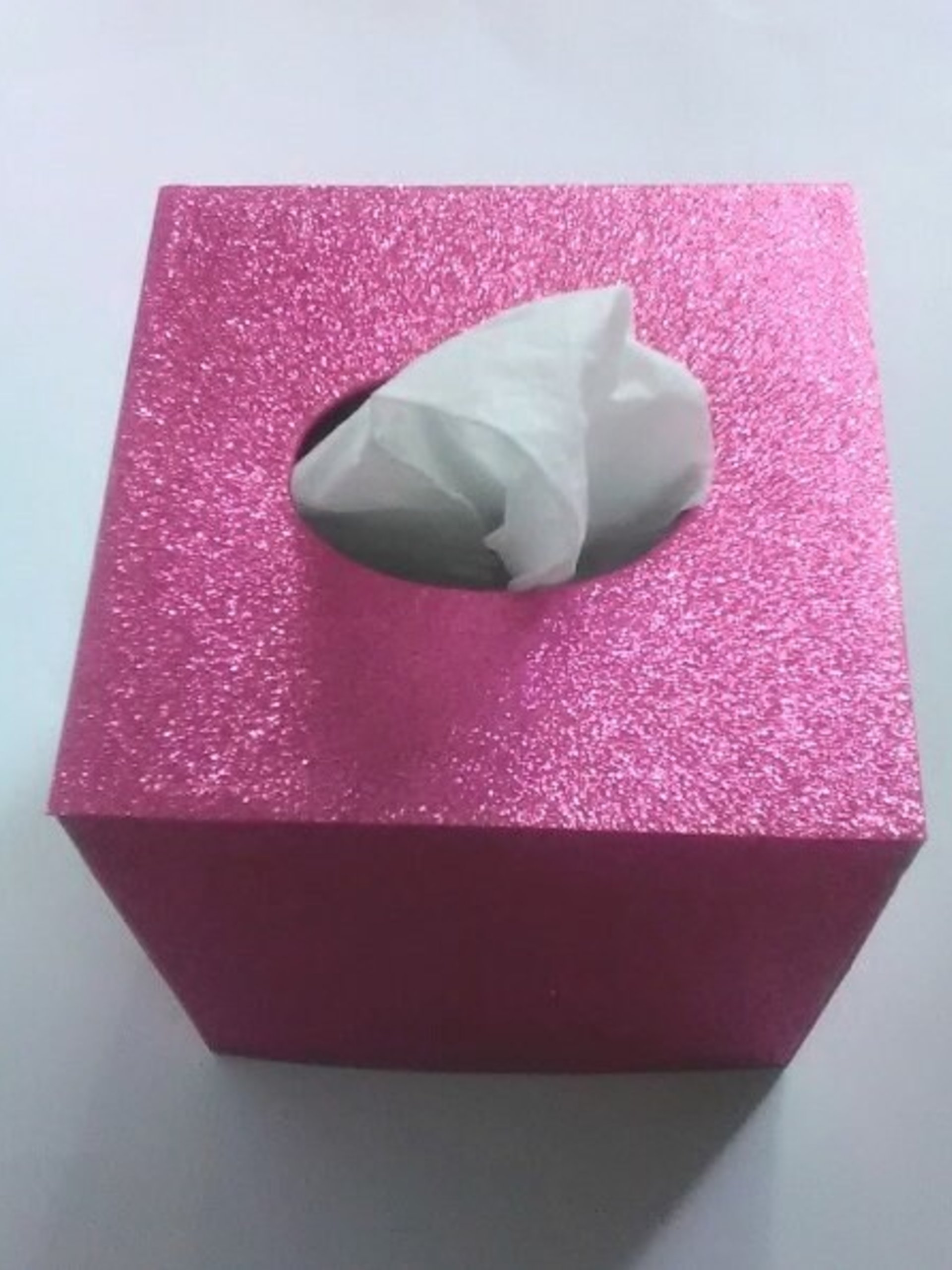 Glitter Tissue Box Cover-Pink/Raspberry Fine Glitter or Choose From Variety of Glitter Colors-Square Boutique Tissue Cover