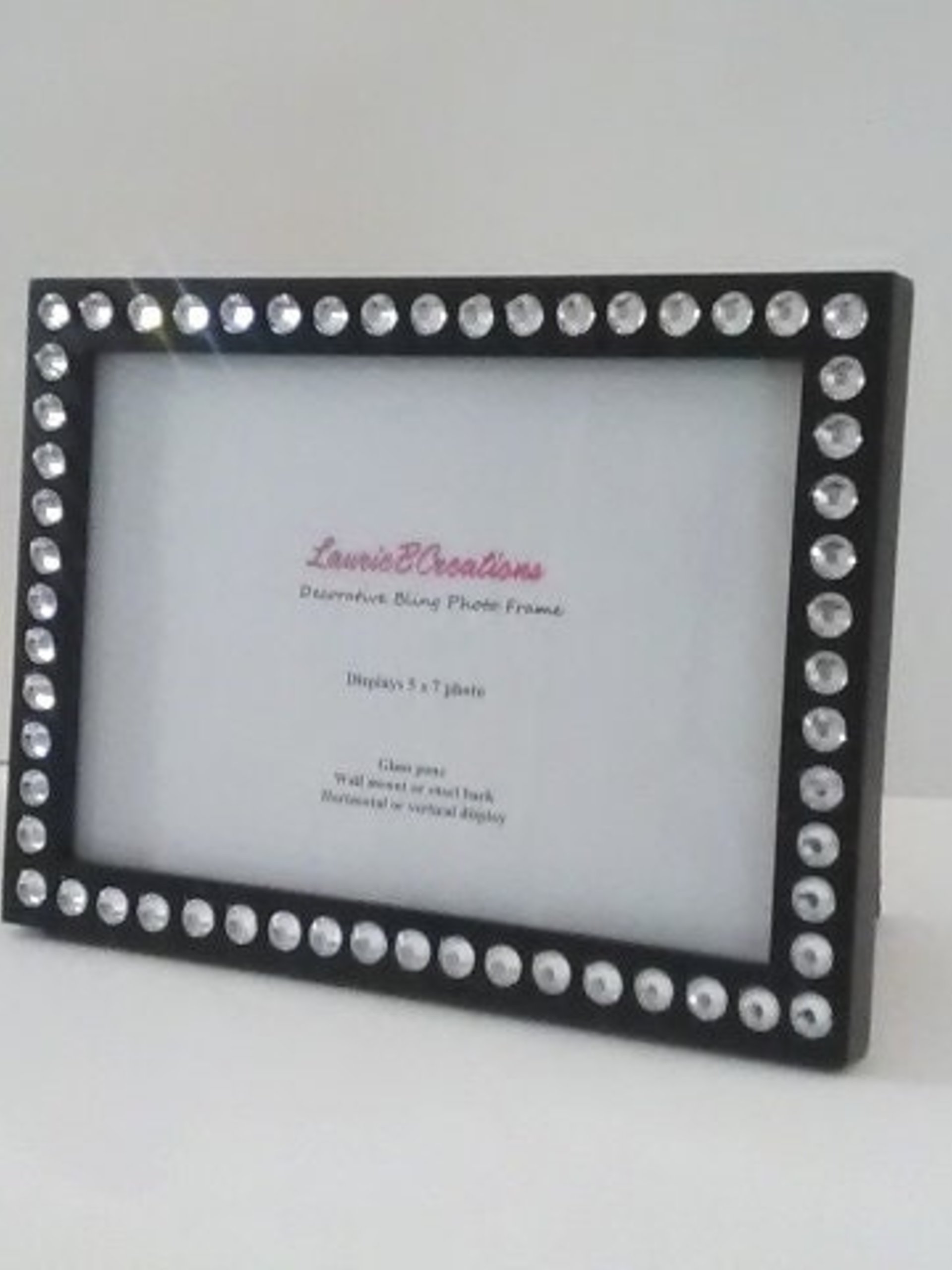 Bling Picture Frame - Black or White w/ Clear Rhinestones - for 4 x 6 or 5 x 7 photos or info