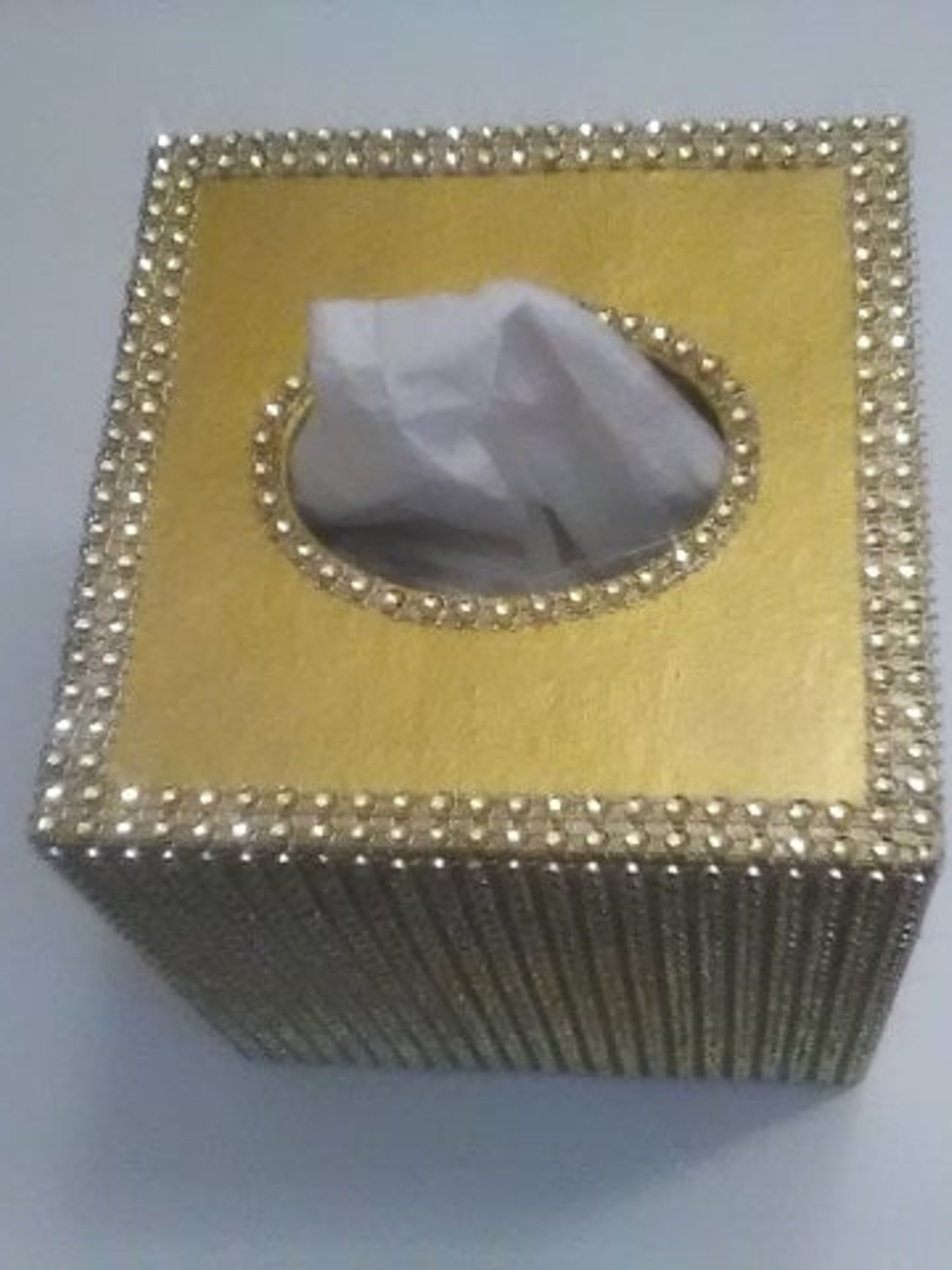 Bling Tissue Box Cover-Silver or Gold Diamond Wrap Square Tissue Holder-Sparkling Decor