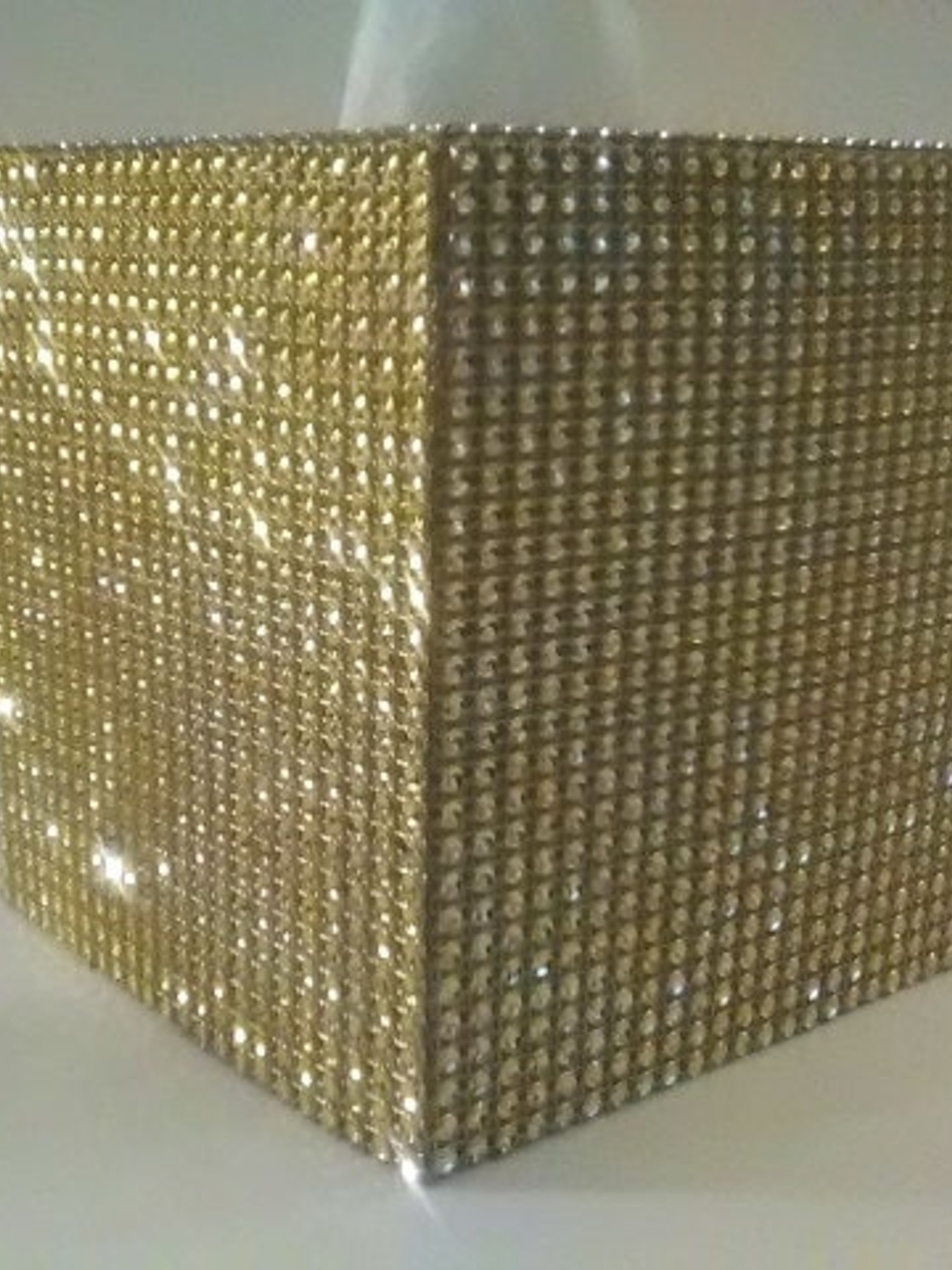 Bling Tissue Box Cover-Silver or Gold Diamond Wrap Square Tissue Holder-Sparkling Decor