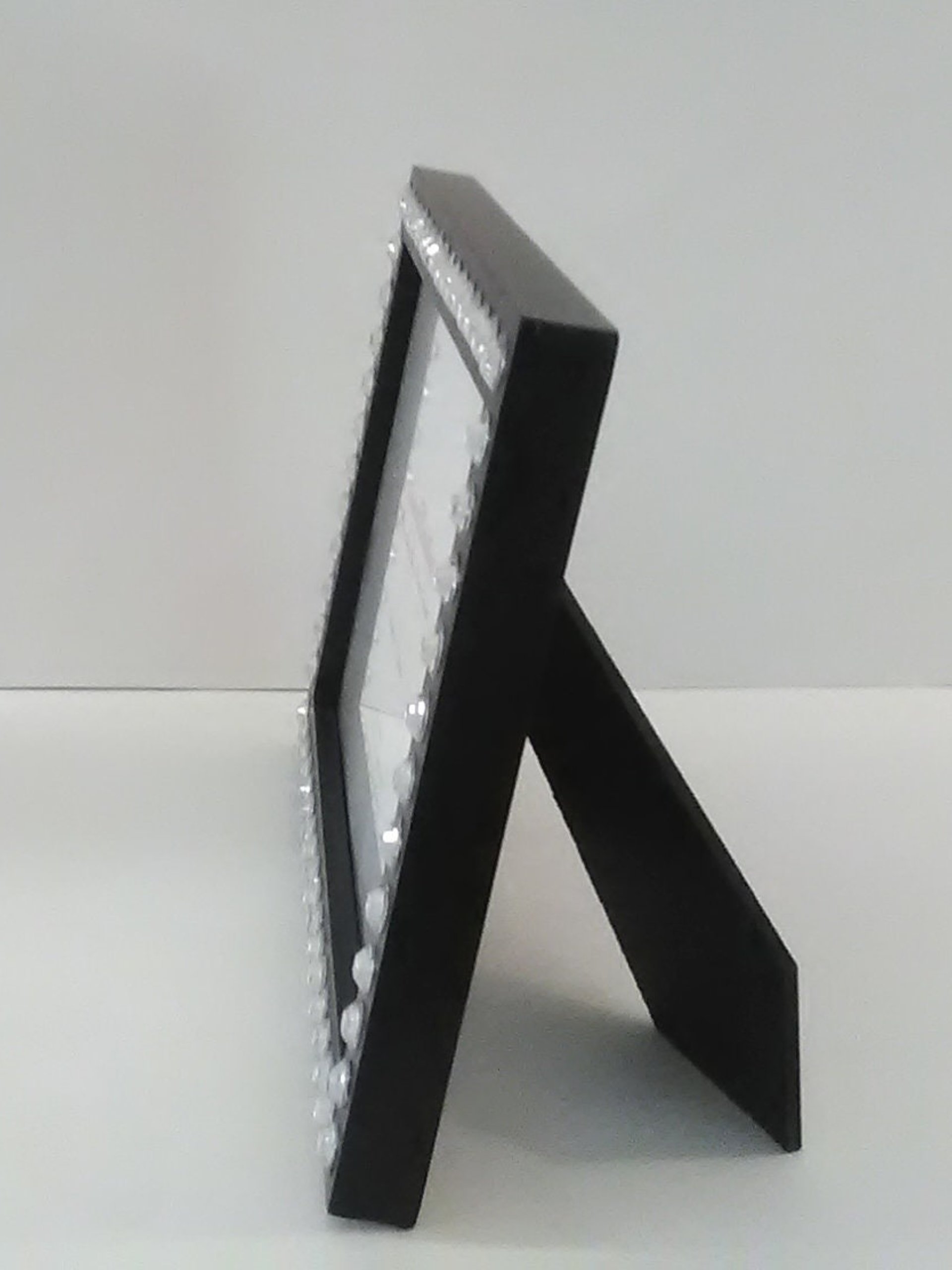 Bling Picture Frame - Black or White w/ Clear Rhinestones - for 4 x 6 or 5 x 7 photos or info