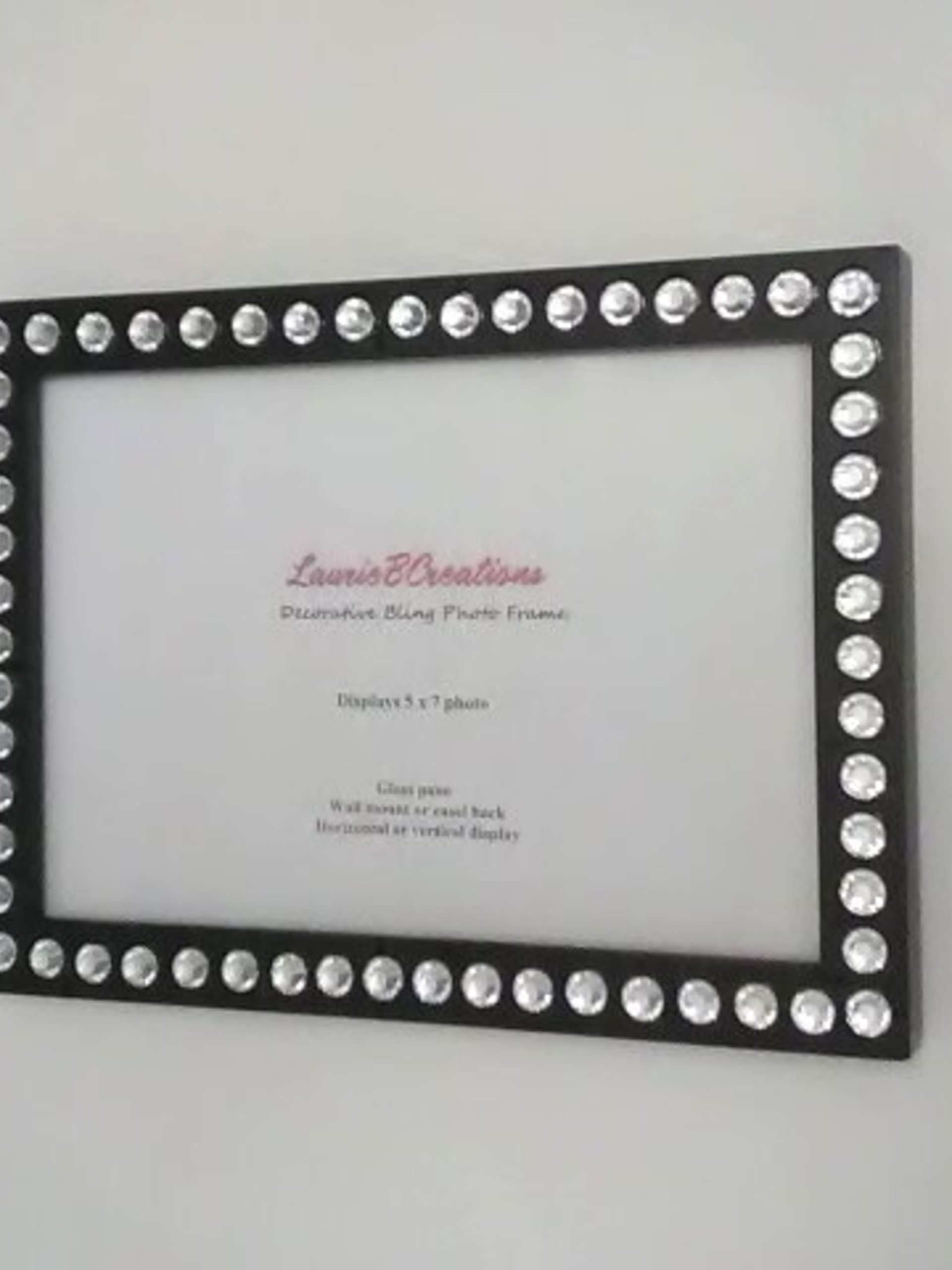 Bling Picture Frame - Black or White w/ Clear Rhinestones - for 4 x 6 or 5 x 7 photos or info
