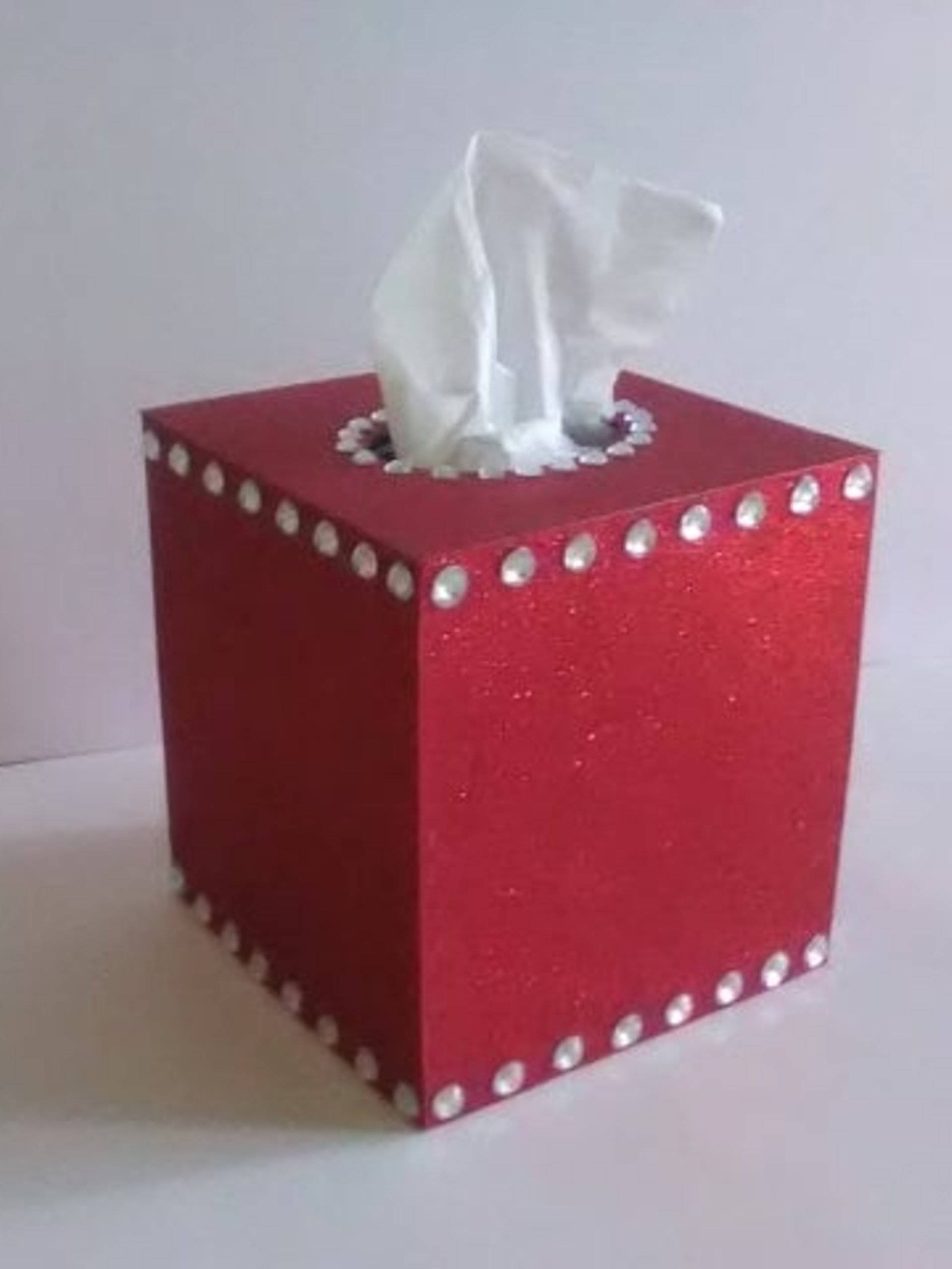 Glitter & Bling Tissue Box Cover-Sparkling Fine Glitter in Turquoise or a Variety of Glitter Colors w/ Clear Rhinestones