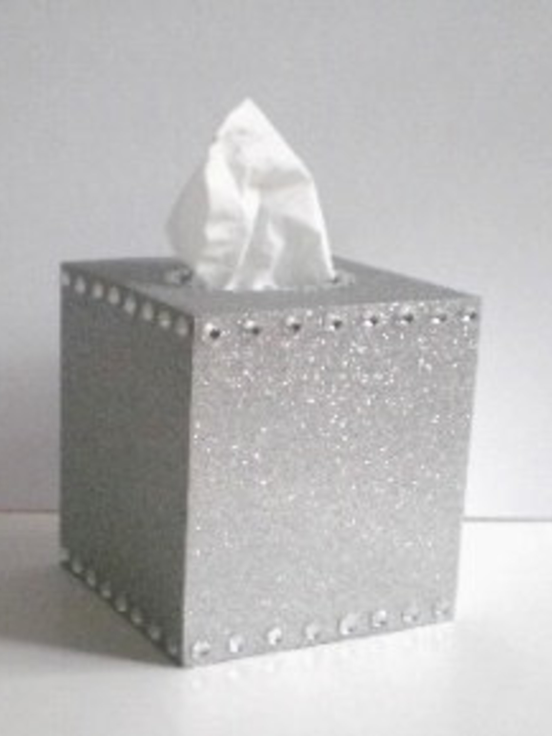Glitter & Bling Tissue Box Cover-Sparkling Fine Glitter in Turquoise or a Variety of Glitter Colors w/ Clear Rhinestones