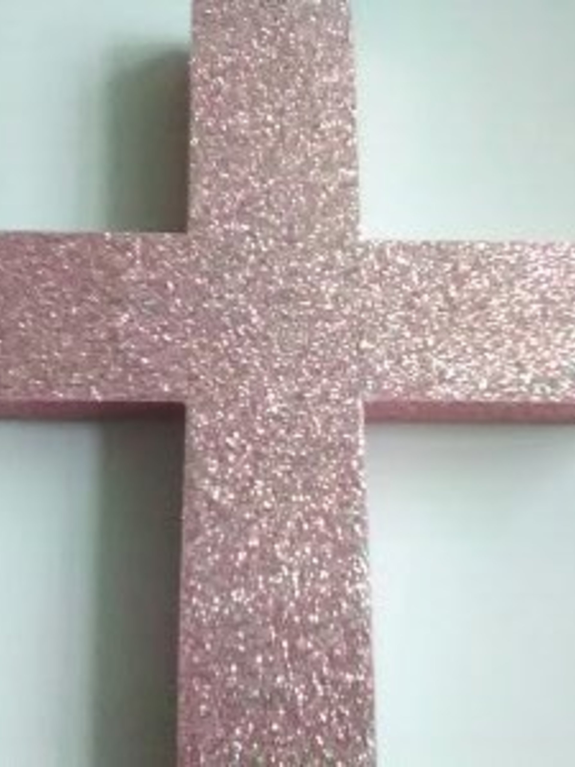 Glitter Wall Cross - Sparkling Fine Glitter Cross in Blush/Rose or a Variety of Colors -  9.5" or 12"