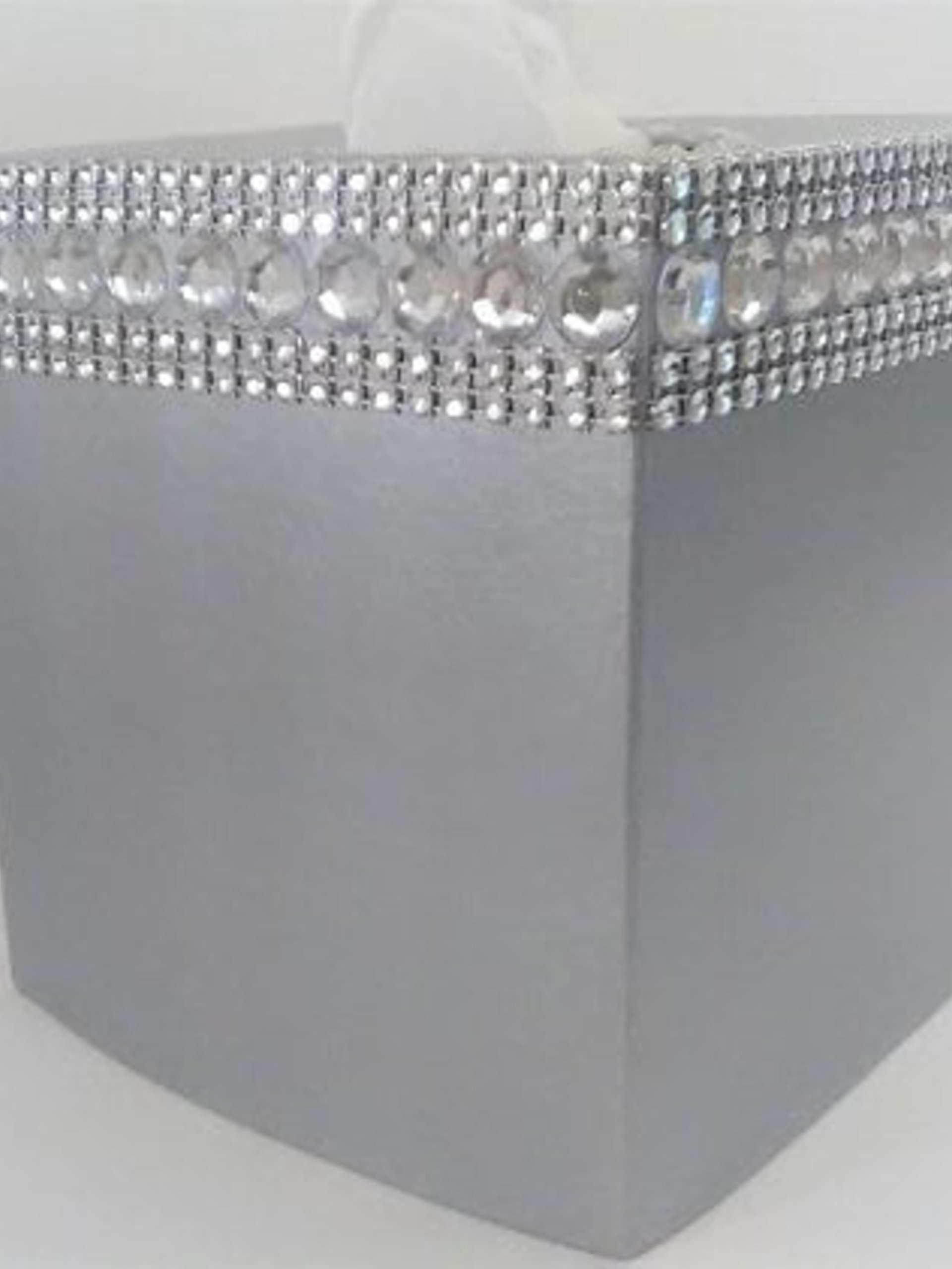 Bling Tissue Box Cover-Handpainted Metallic Silver or Variety of Colors-w/Clear Rhinestones and Silver Diamond Wrap