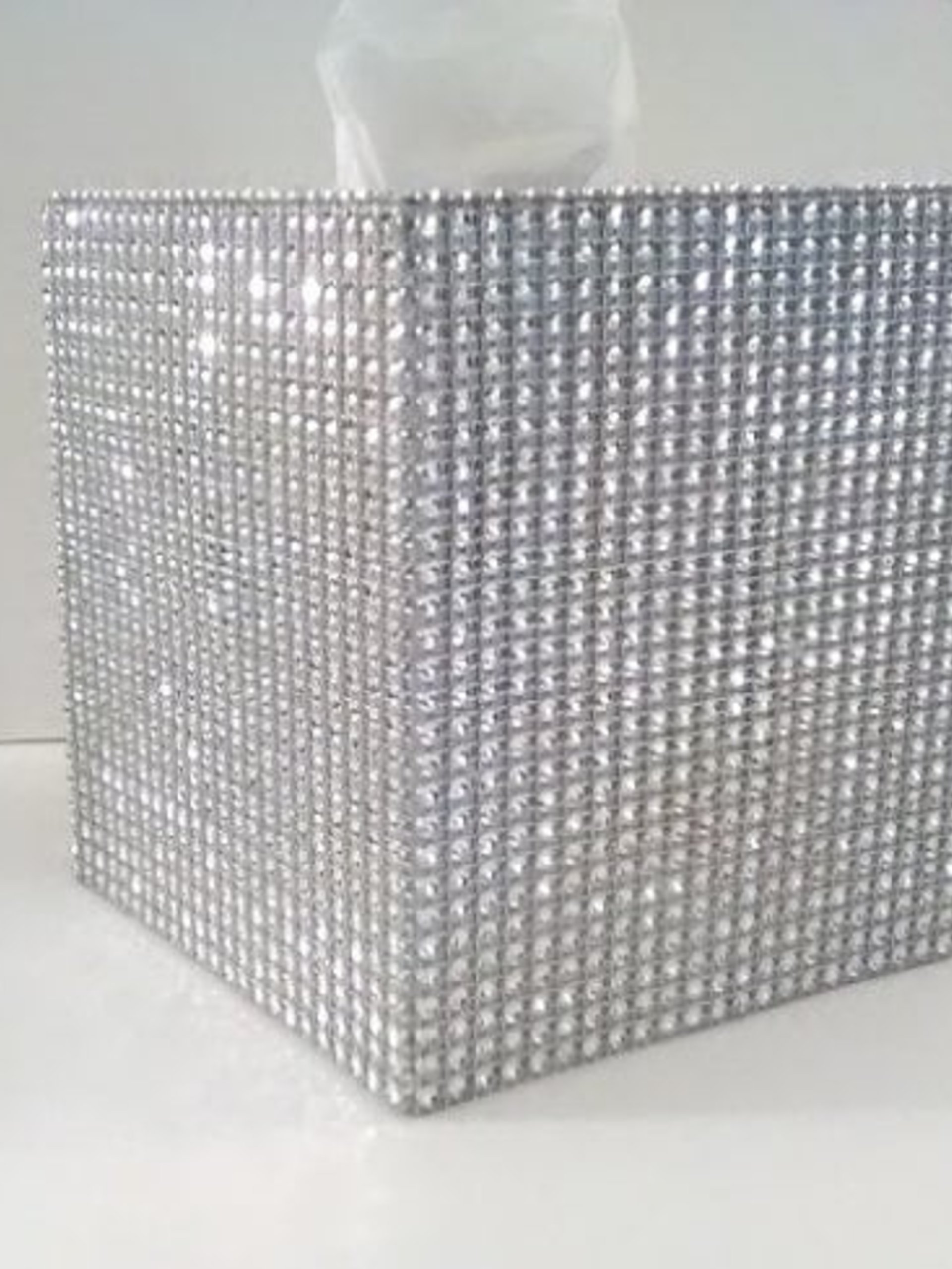 Bling Tissue Box Cover-Silver or Gold Diamond Wrap Square Tissue Holder-Sparkling Decor