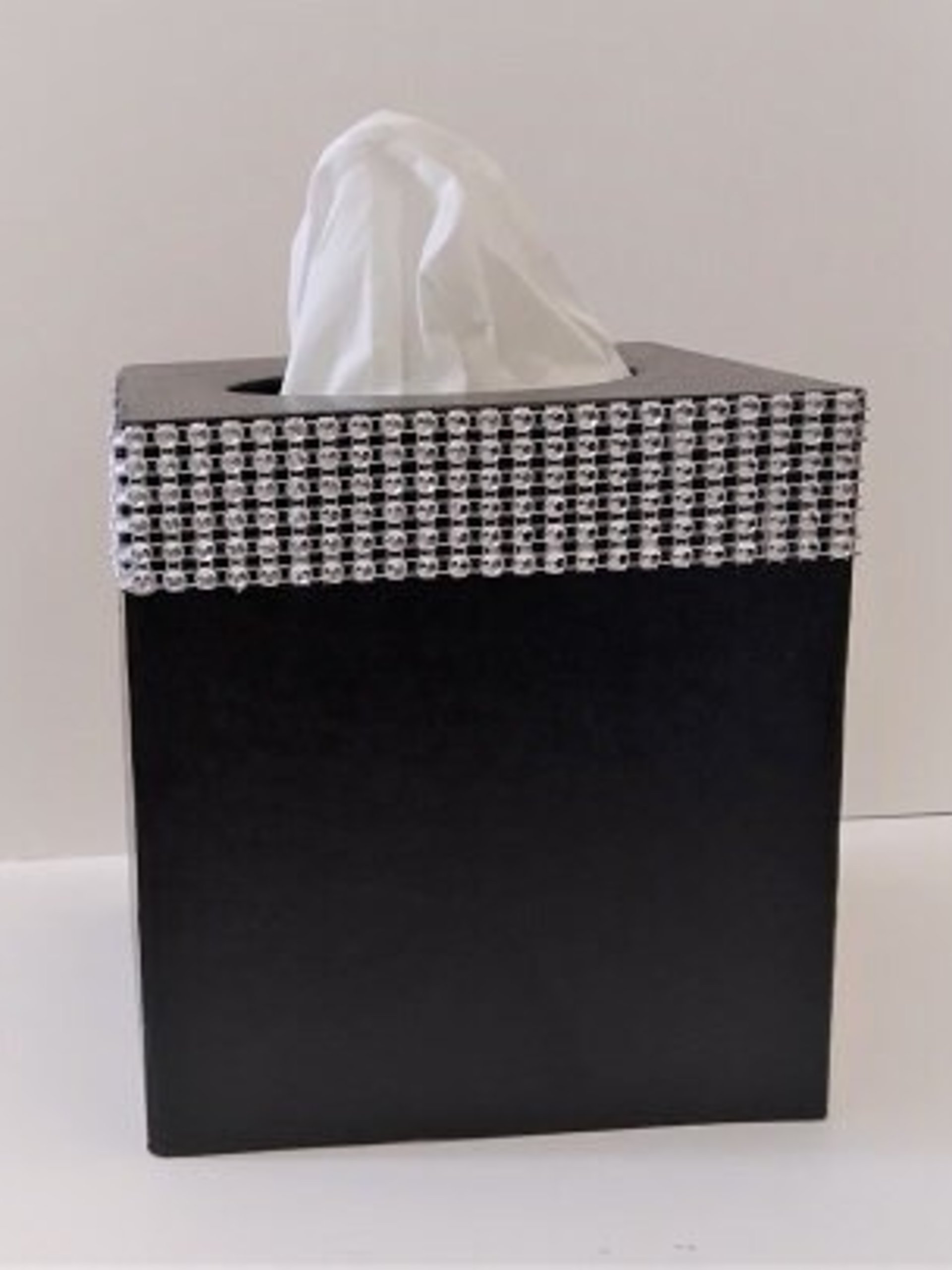 Bling Tissue Box Cover - Handpainted In a Variety of Colors w/Silver Diamond Wrap Bling, Home Decor, Office, Wedding