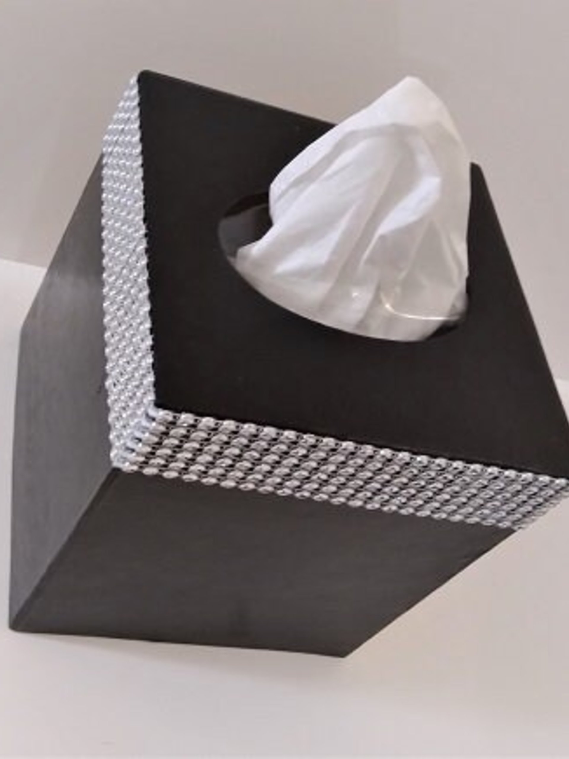 Bling Tissue Box Cover - Handpainted In a Variety of Colors w/Silver Diamond Wrap Bling, Home Decor, Office, Wedding