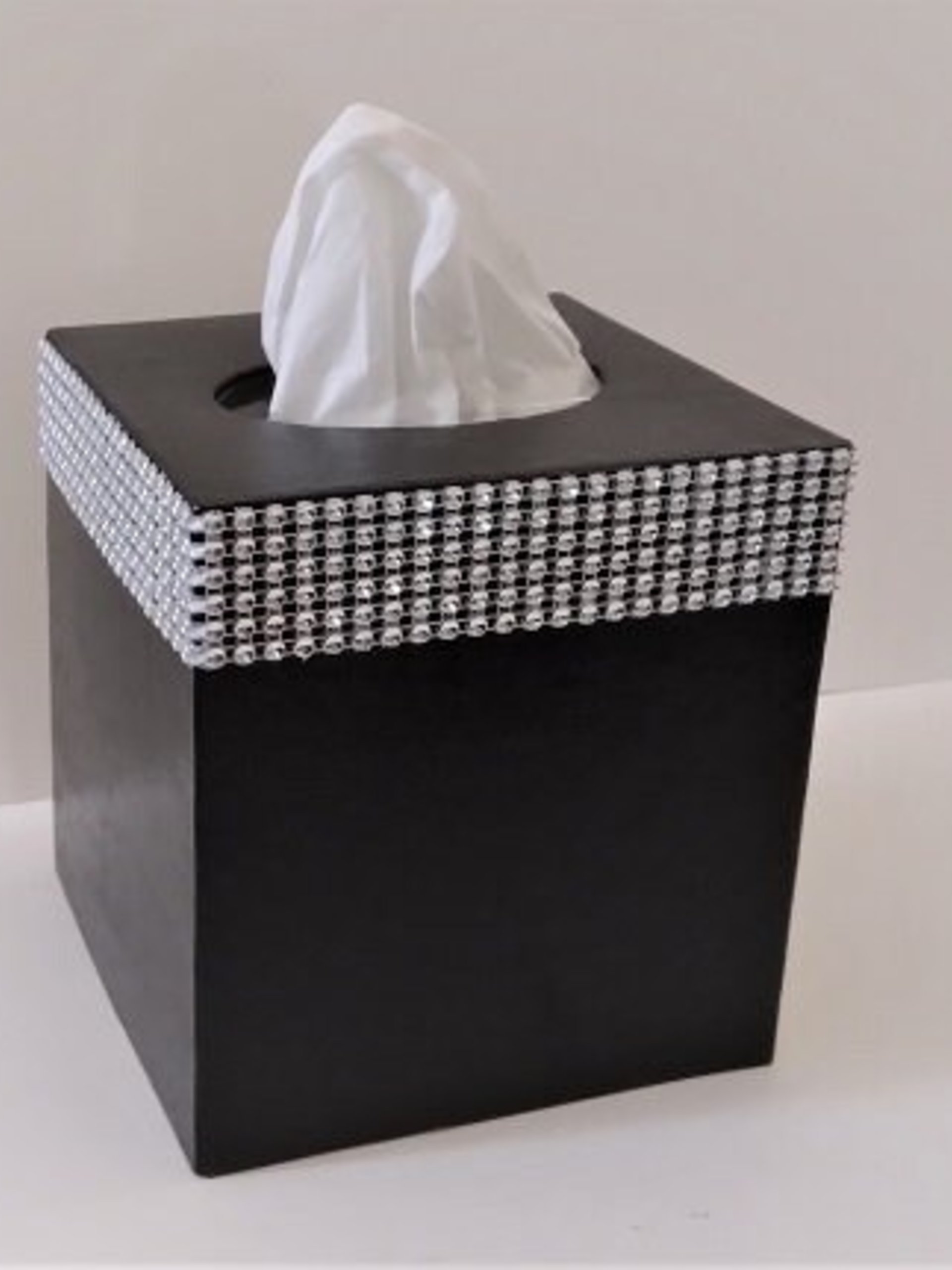 Bling Tissue Box Cover - Handpainted In a Variety of Colors w/Silver Diamond Wrap Bling, Home Decor, Office, Wedding