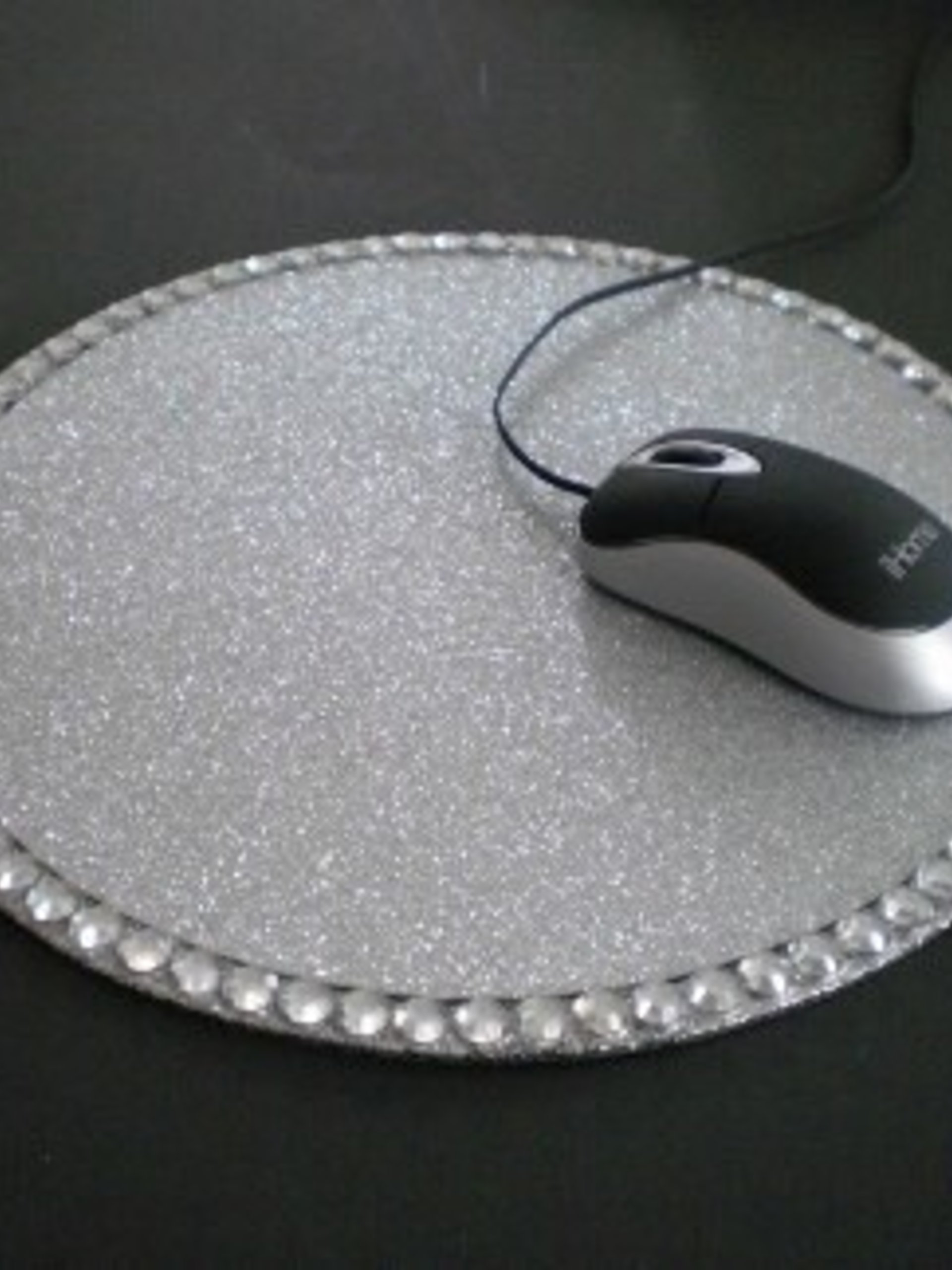 Glitter & Bling Mousepad Coaster Set - Sparkling Fine Glitter w/Clear Rhinestones