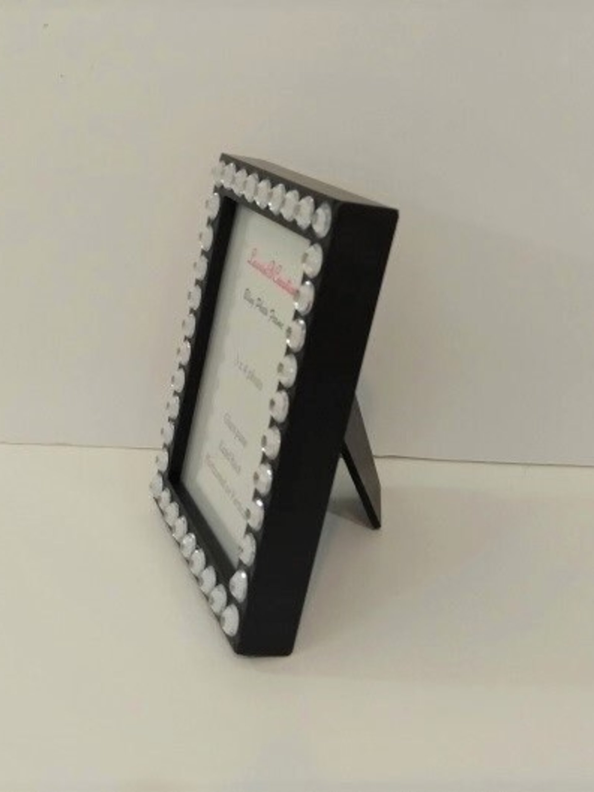 Bling Picture Frame - Black, White or Gray Mini Desktop Frame w/Clear Rhinestones - for 3" x 4" photos or info