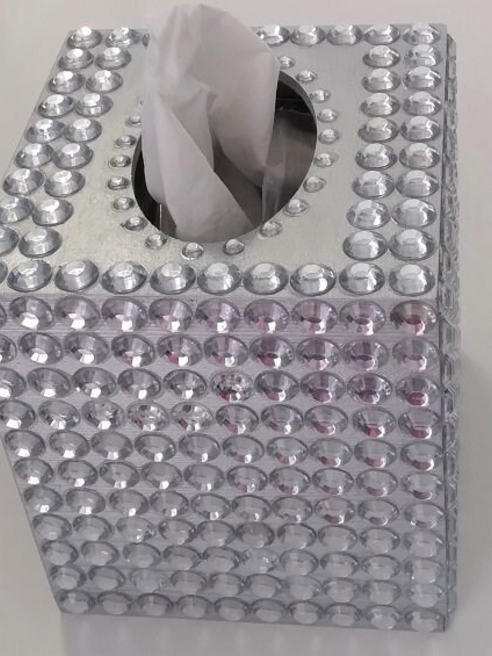 Rhinestone Bling Tissue Box Cover- Handpainted in Silver or Variety of Colors w/ Large Clear Rhinestones-Wedding,Home,Office,Bath