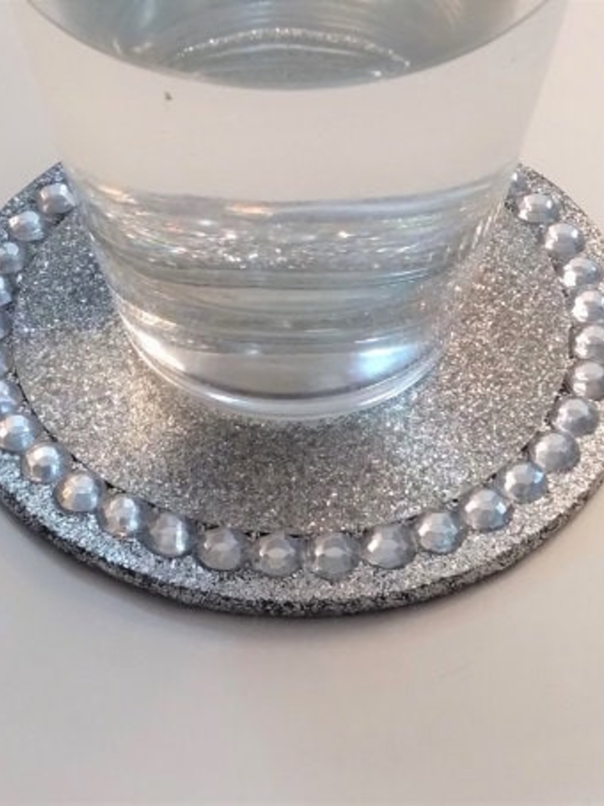 Glitter & Bling Mousepad Coaster Set - Sparkling Fine Glitter w/Clear Rhinestones